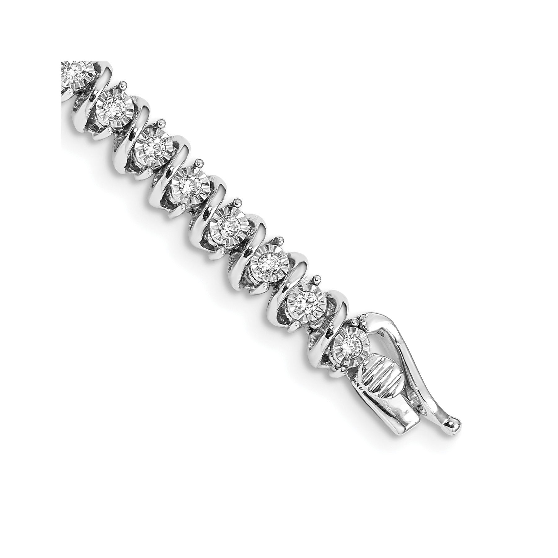 14k White Gold Lab Diamond S-link Tennis Bracelet