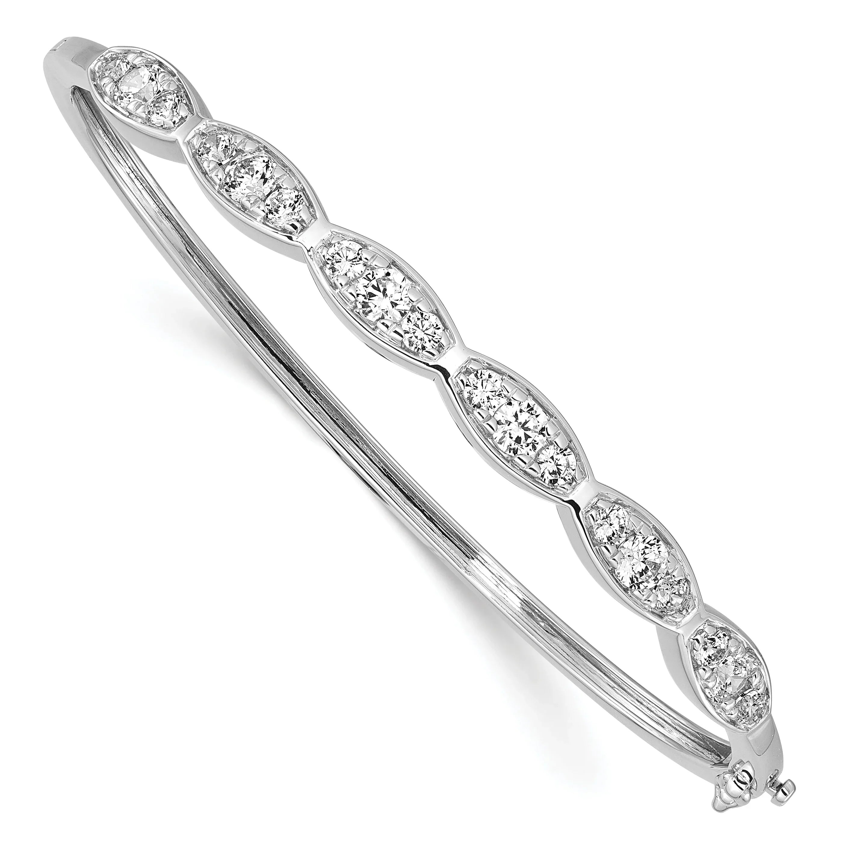 14K White Gold Lab Diamond Fancy Bangle Bracelet - Fine Diamond