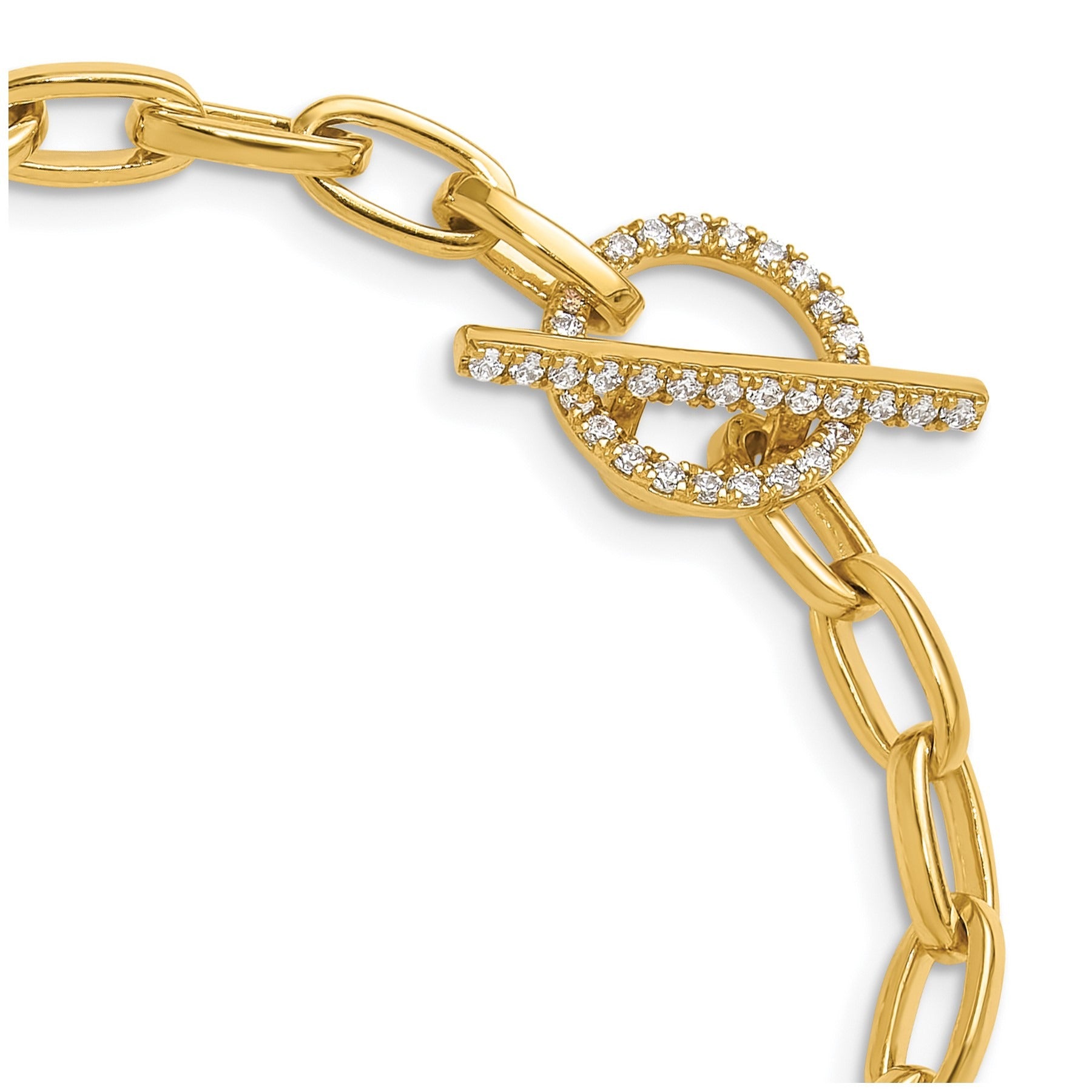 14K Gold Lab Grown Diamond Toggle Link Bracelet