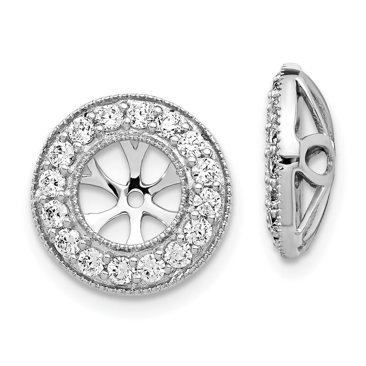 14k White Gold Lab Grown Diamond 6 mm Earring Jacket