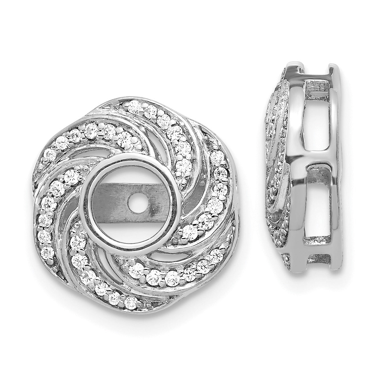 14k White Gold Lab Grown Diamond Swirl Earring Jacket