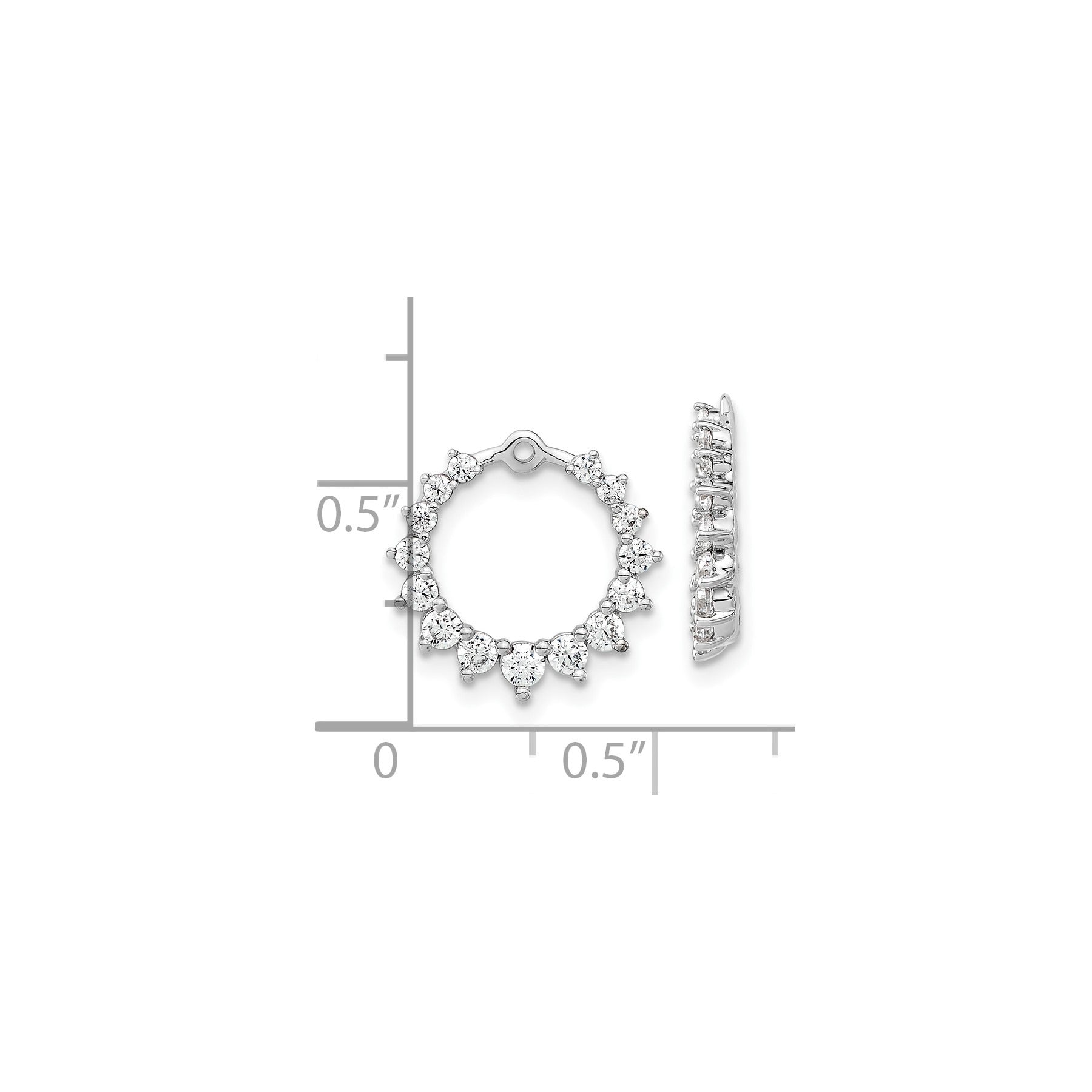 14k White Gold 1 1/2 carat Lab Grown Diamond Circle Earring Jackets