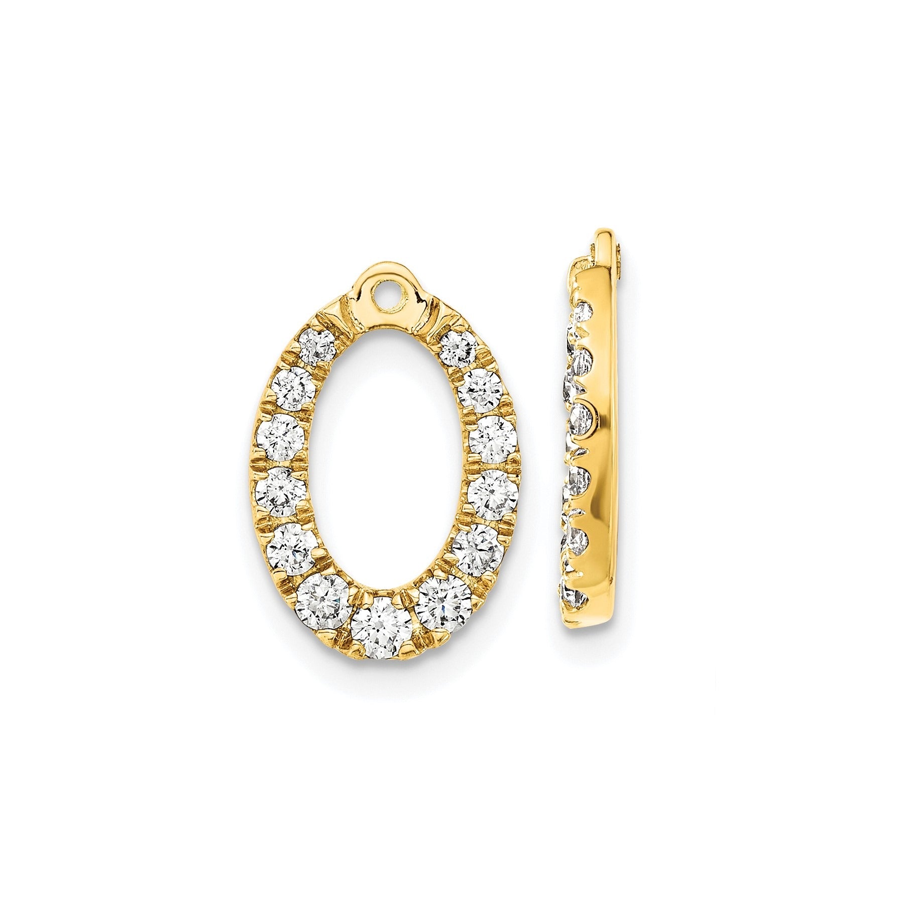 14k Gold Lab Grown Diamond Oval Earring Jackets