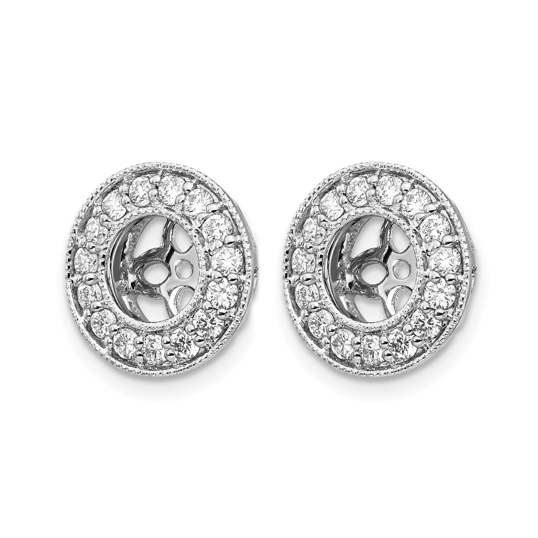 14K White Gold Lab Grown Diamond Studs Earring Jackets