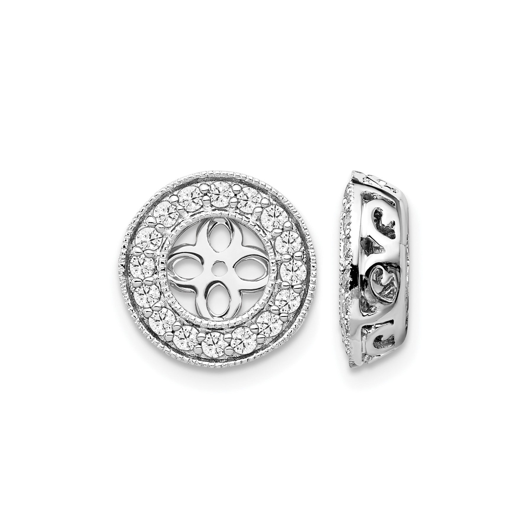 14K White Gold Lab Grown Diamond Studs Earring Jackets
