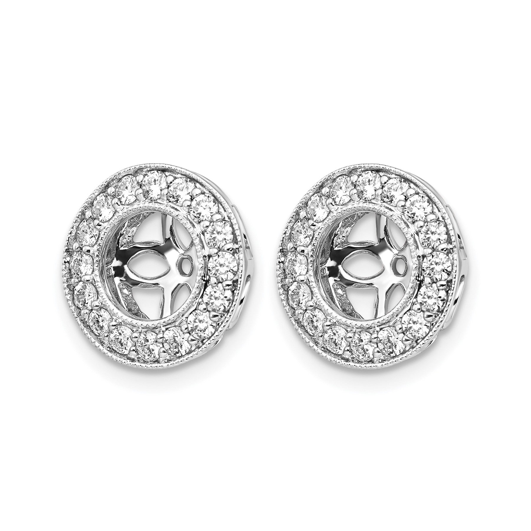 14K White Gold Lab Grown Diamond Studs Earring Jackets
