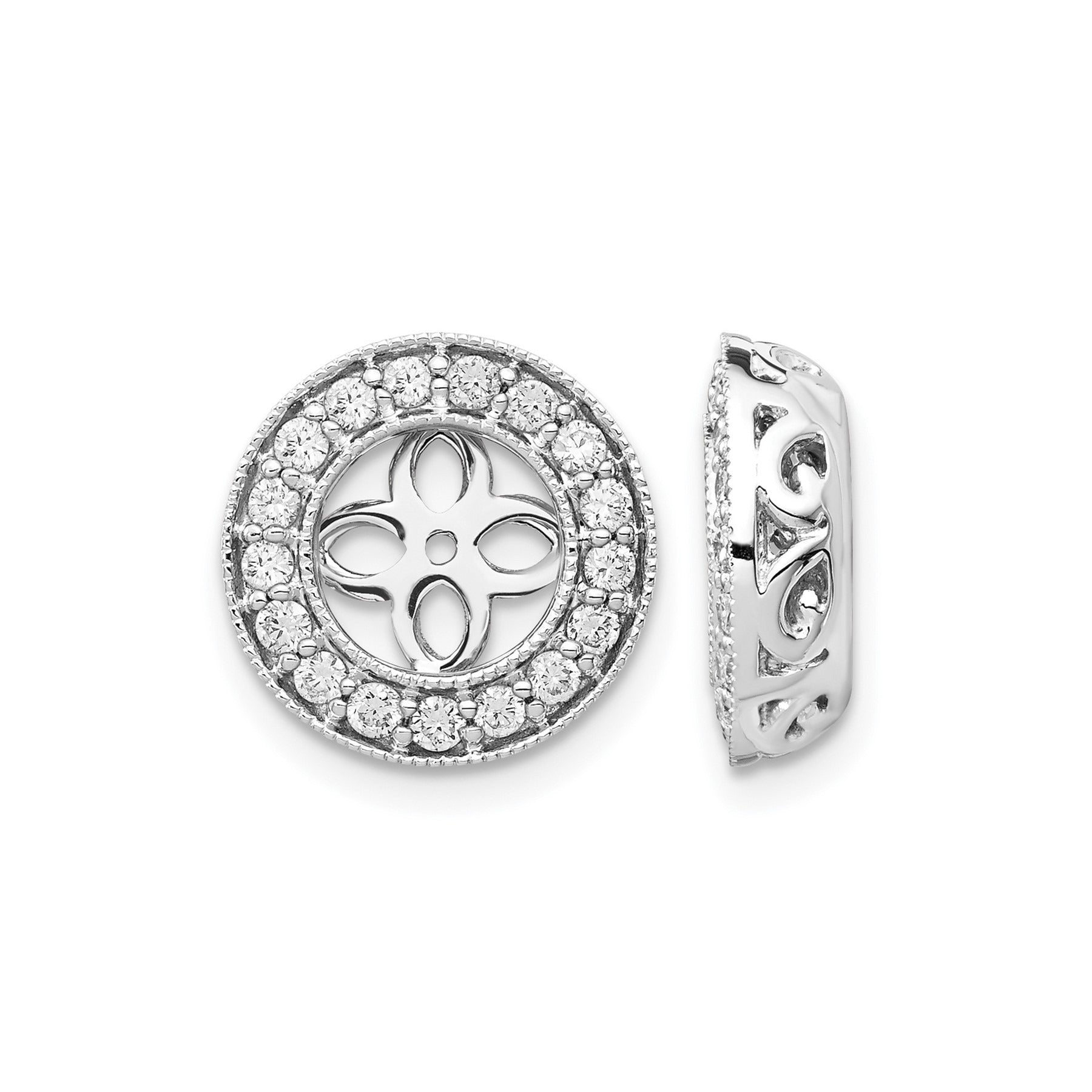 14K White Gold Lab Grown Diamond Studs Earring Jackets