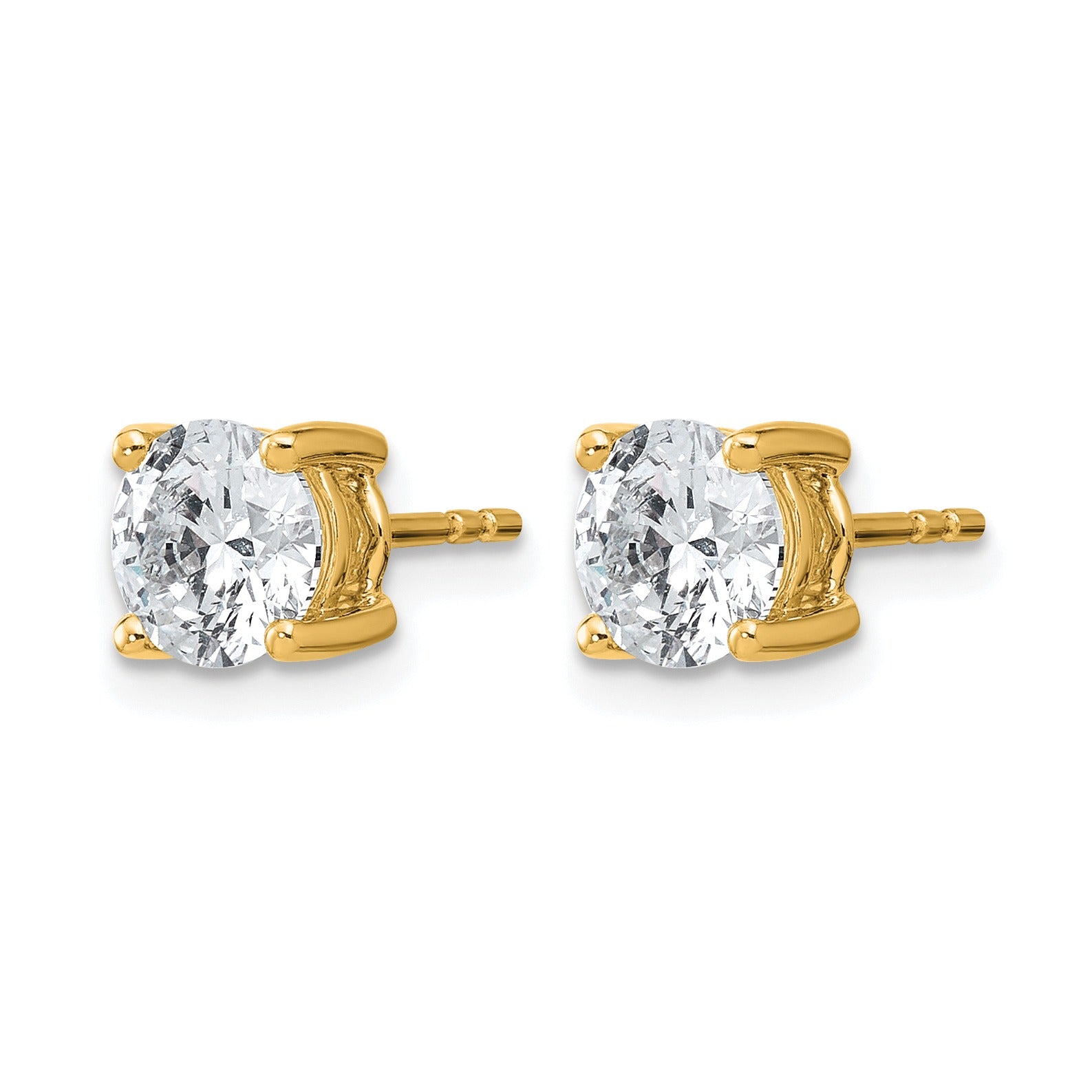 14K Yellow Gold Lab Grown Round Diamond Stud Earrings
