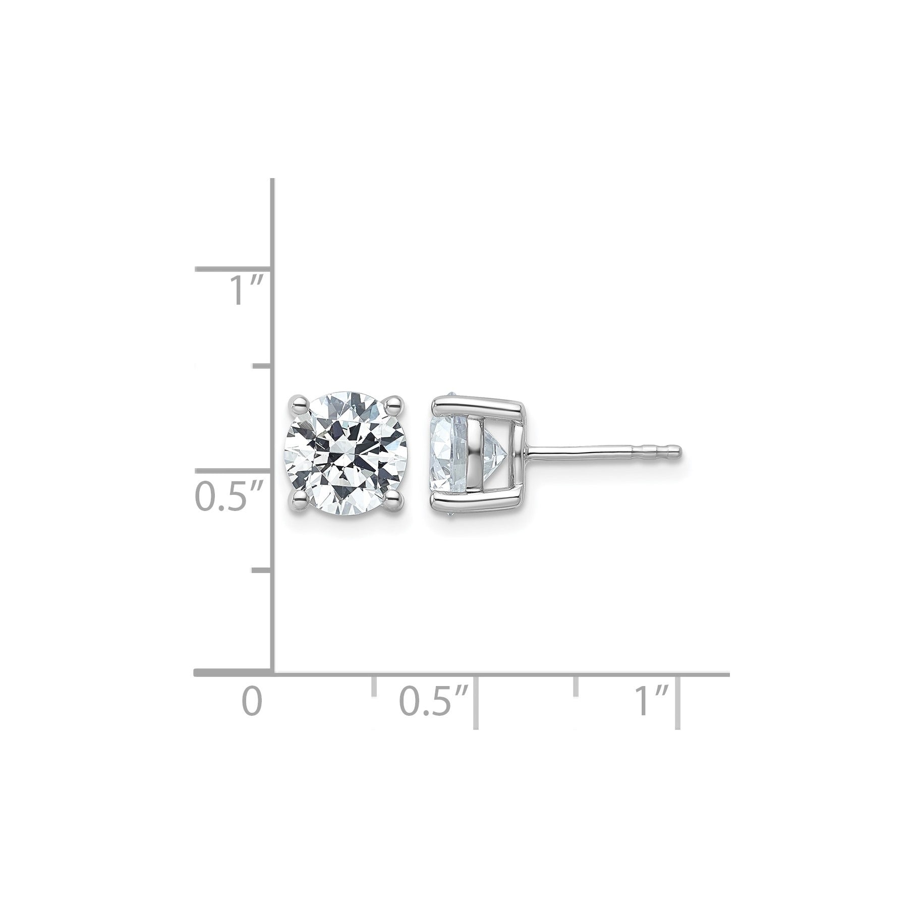 14K White Gold Lab Diamond Round Shaped Stud Earrings