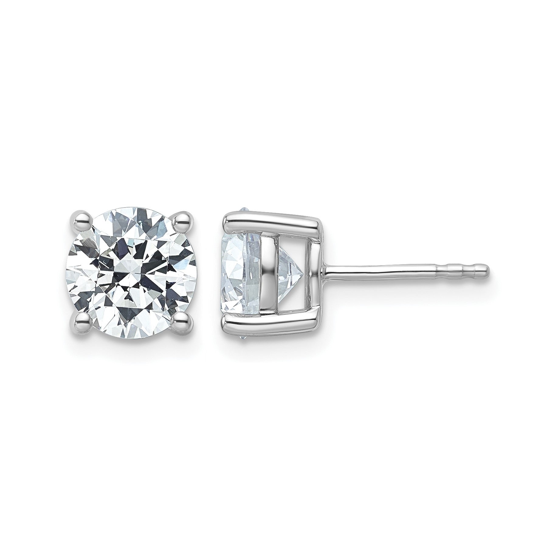 14K White Gold Lab Diamond Round Shaped Stud Earrings