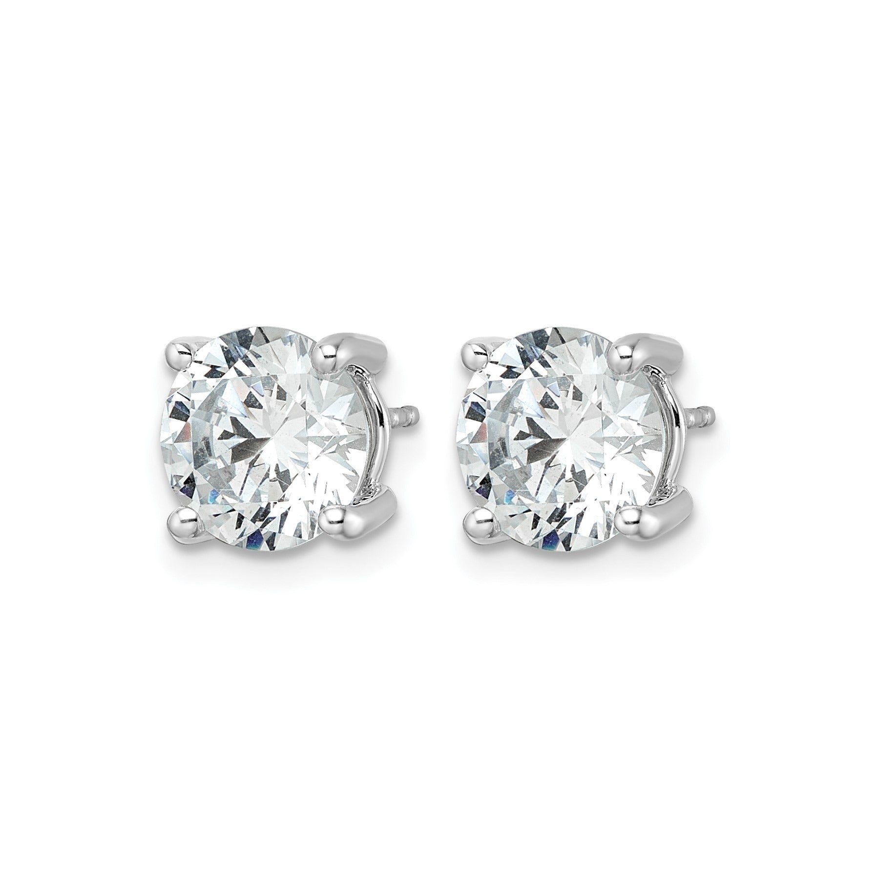 14K White Gold Round Shaped Lab Grown Diamond Stud Earrings