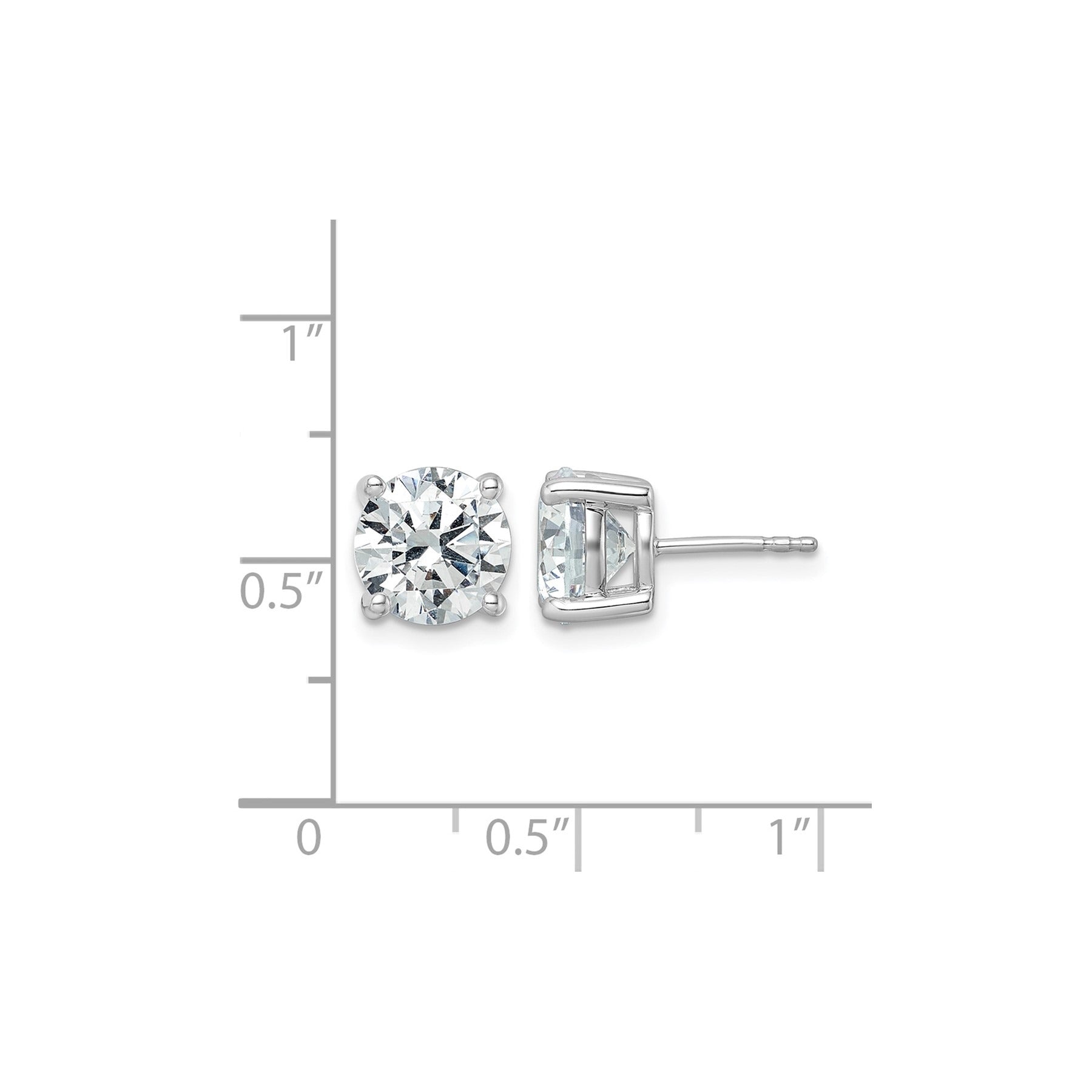 14K White Gold Round Shaped Lab Grown Diamond Stud Earrings
