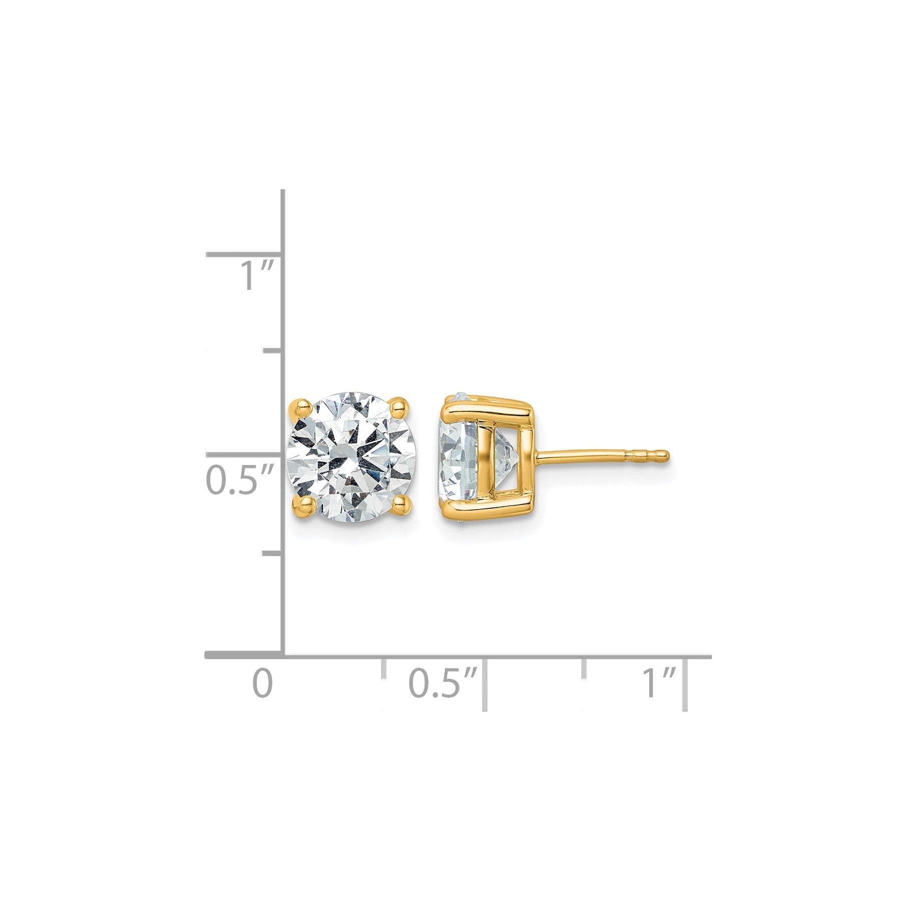 14K Yellow Gold Lab Grown Diamond Round Shaped Stud Earrings