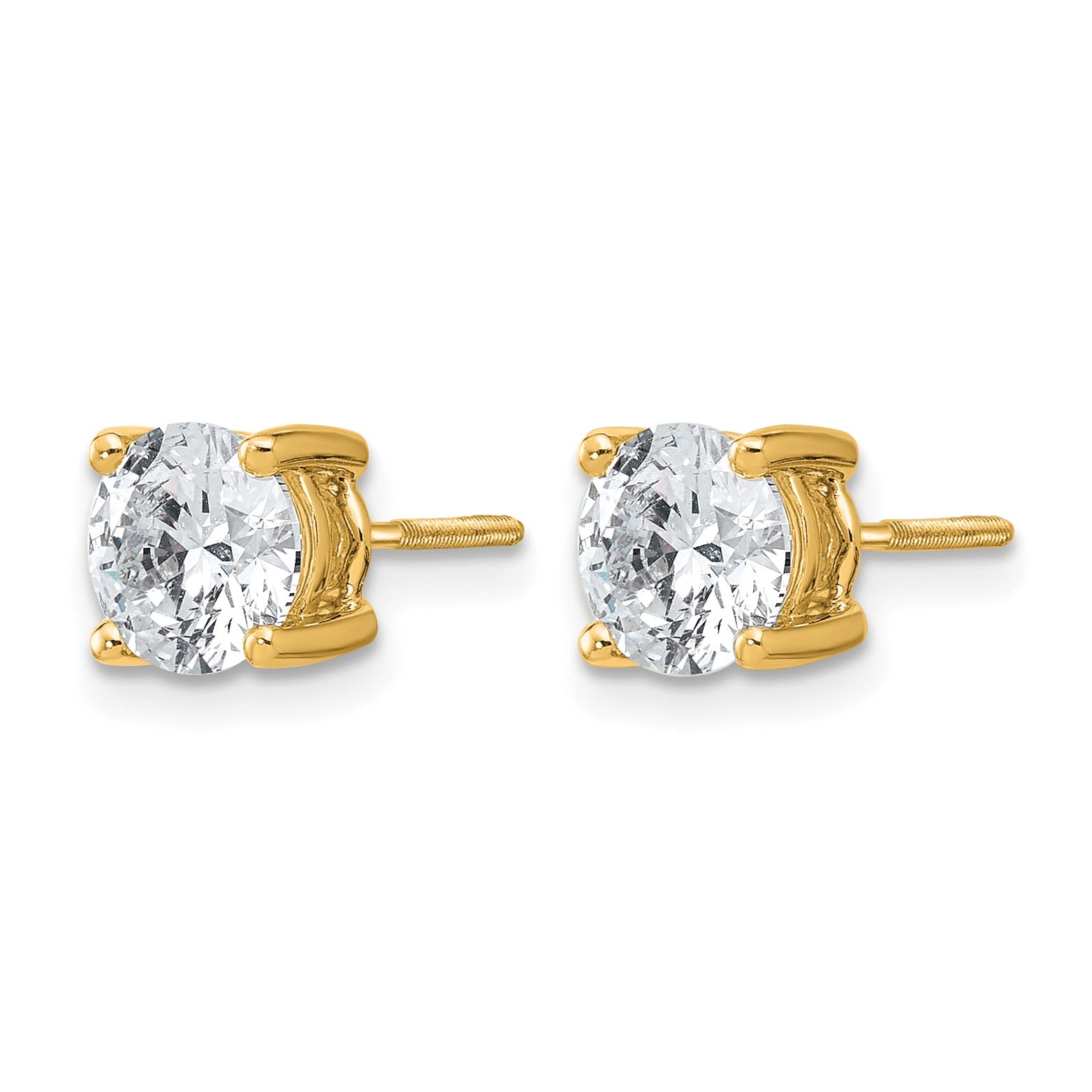 14k Yellow Gold Lab Grown Diamond Screwback Heavyweight Stud Earrings