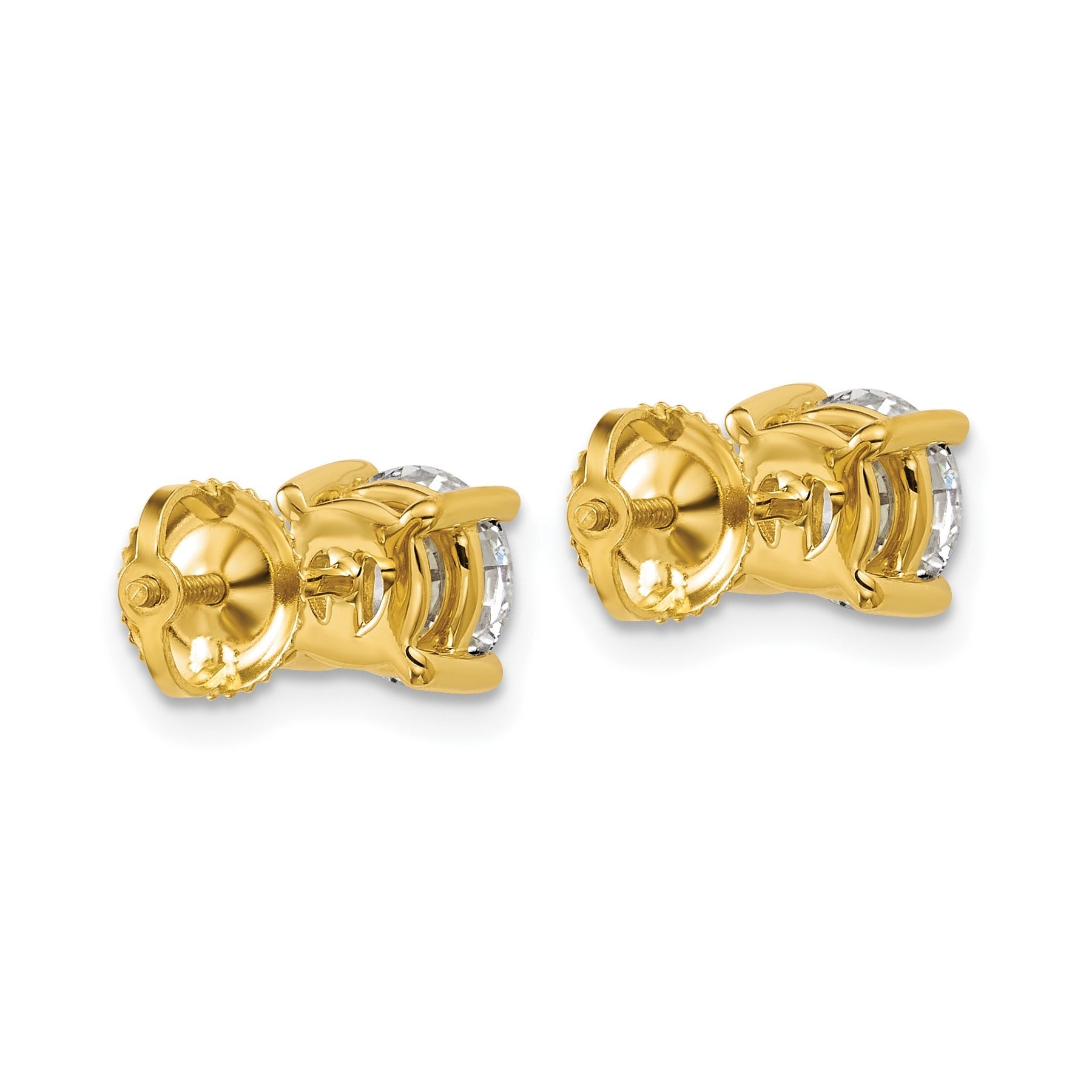 14K Yellow Gold Lab Grown Diamond Screwback Solitaire Stud Earrings