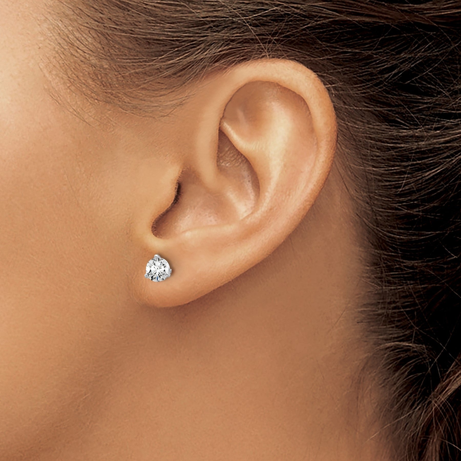 14K White Gold Lab Grown Diamond Round Shaped Stud Earrings