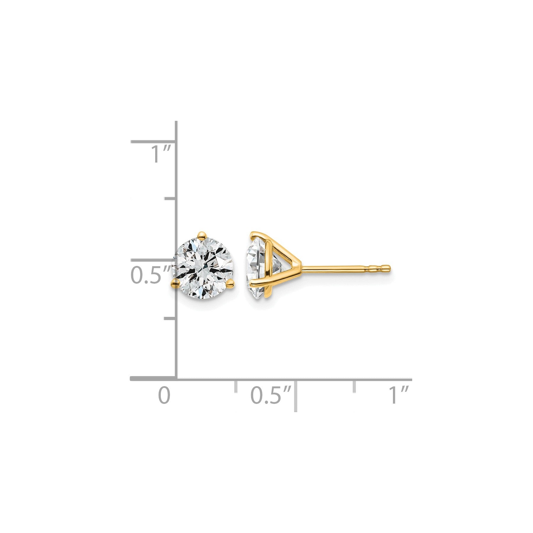 14K Yellow Gold Lab Grown Diamond Round Shaped Stud Earrings