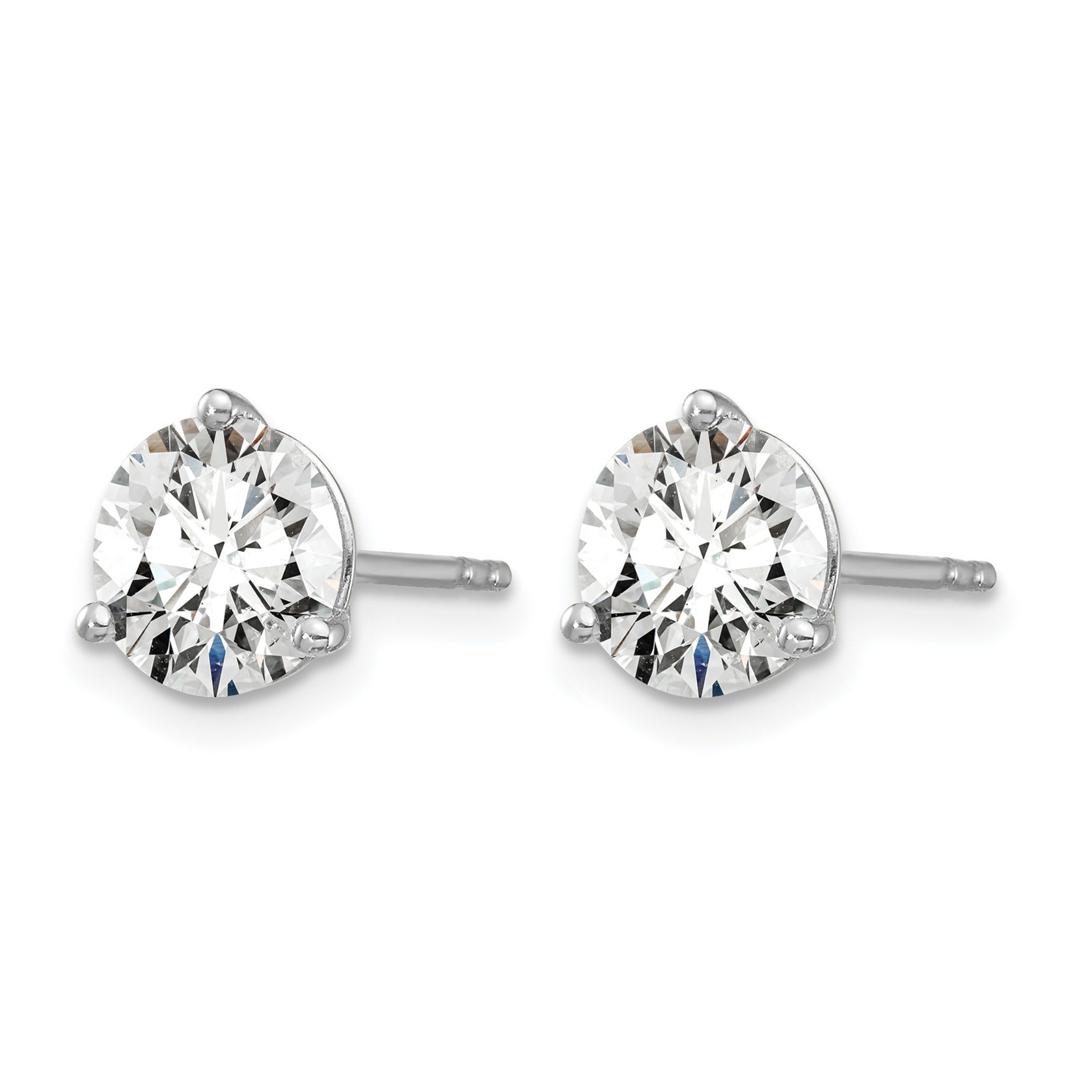 14K White Gold Round Shape Lab Diamond Stud Earrings