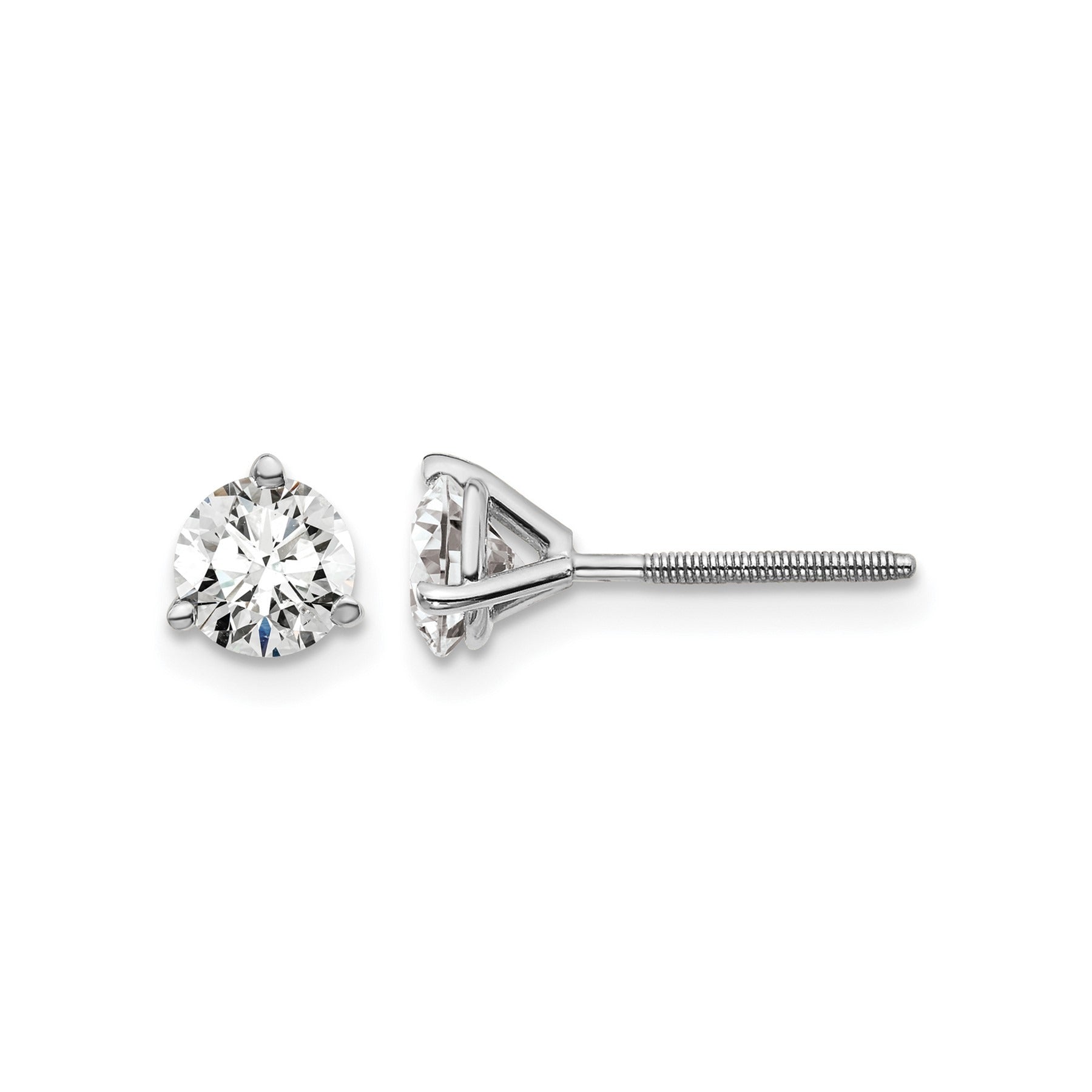 14K White Gold Round Shaped Lab Diamond Stud Earrings