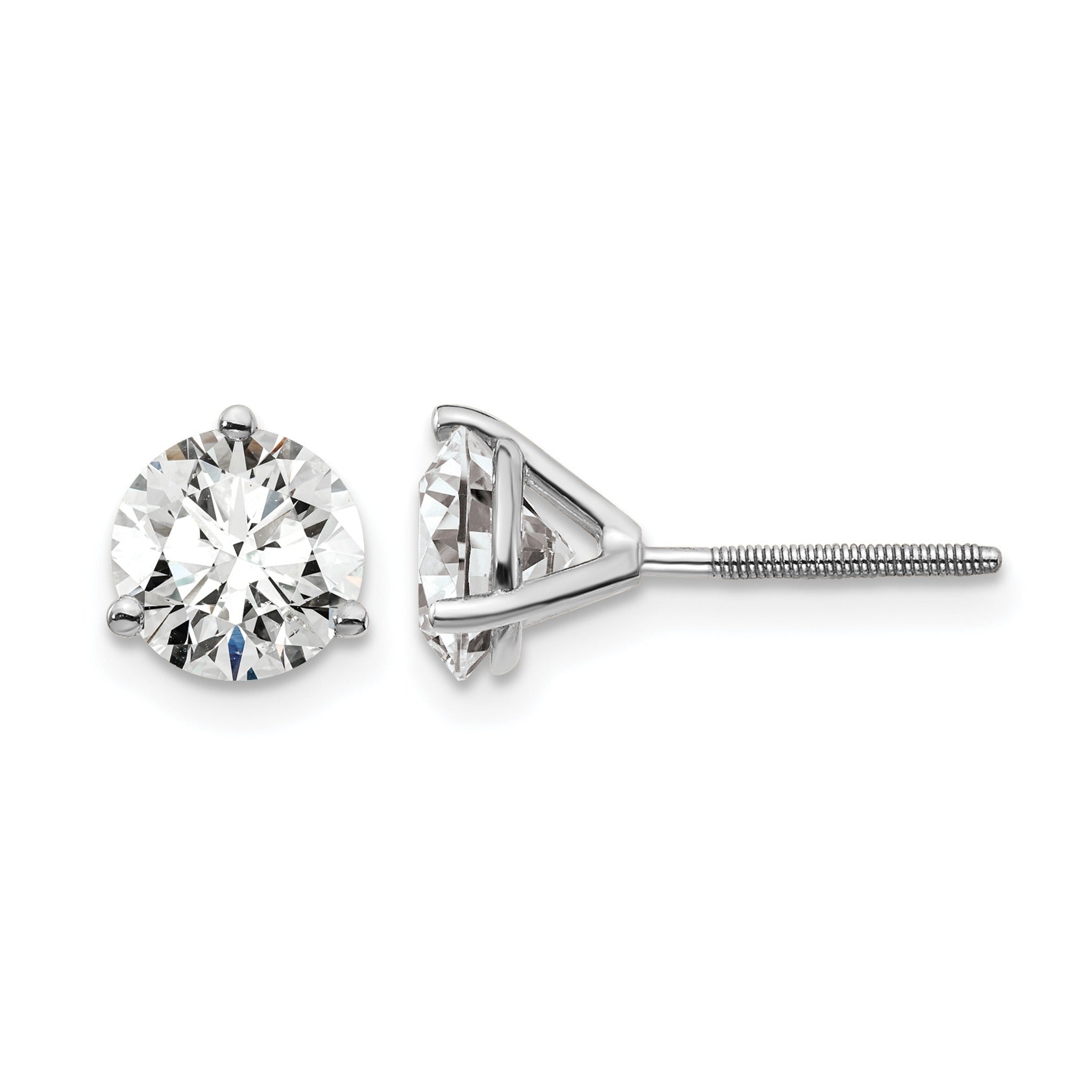 14K White Gold Lab Diamond Round Shaped Stud Earrings