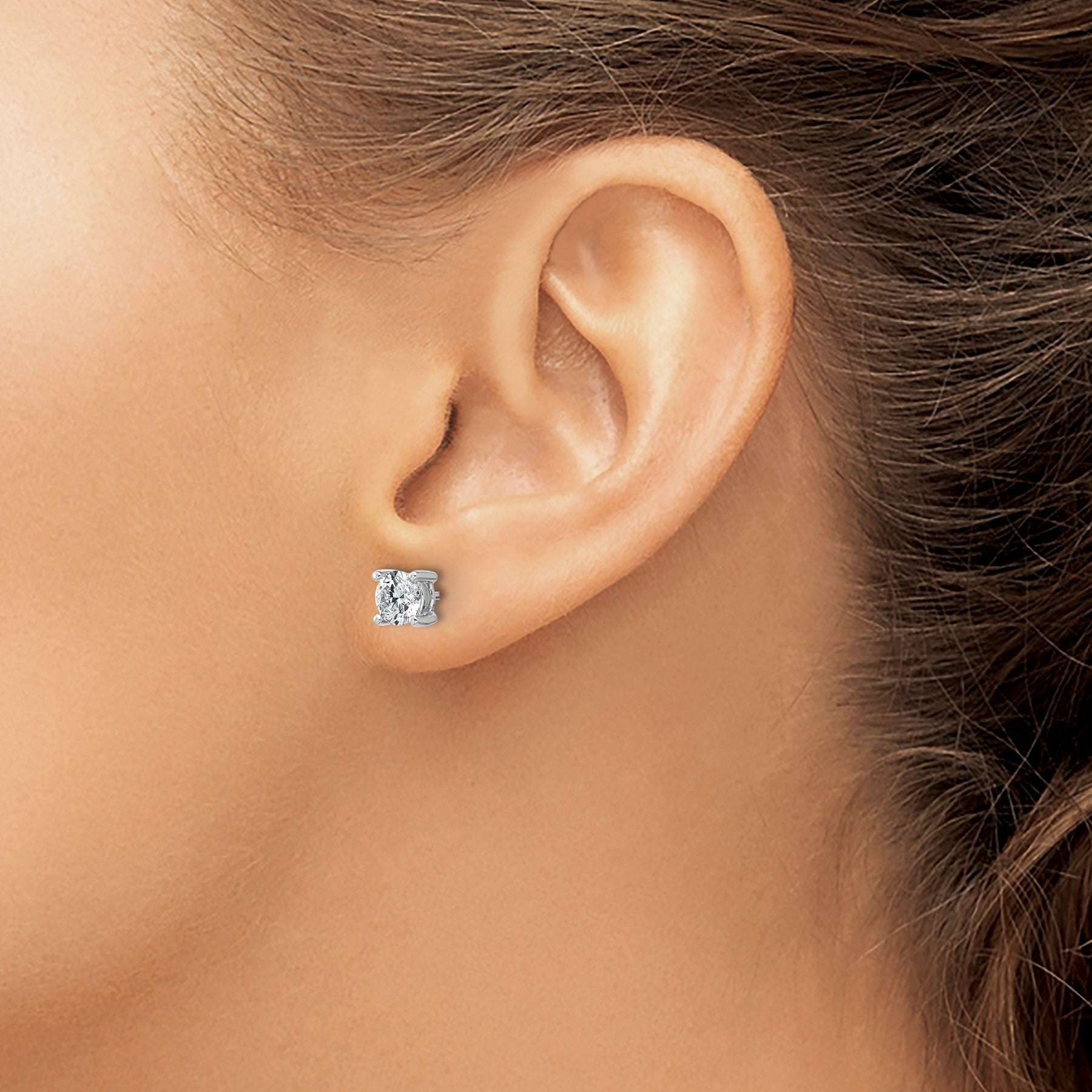 14K Gold Lab Grown Diamond 4 Prong Post and Push Back Stud Earrings