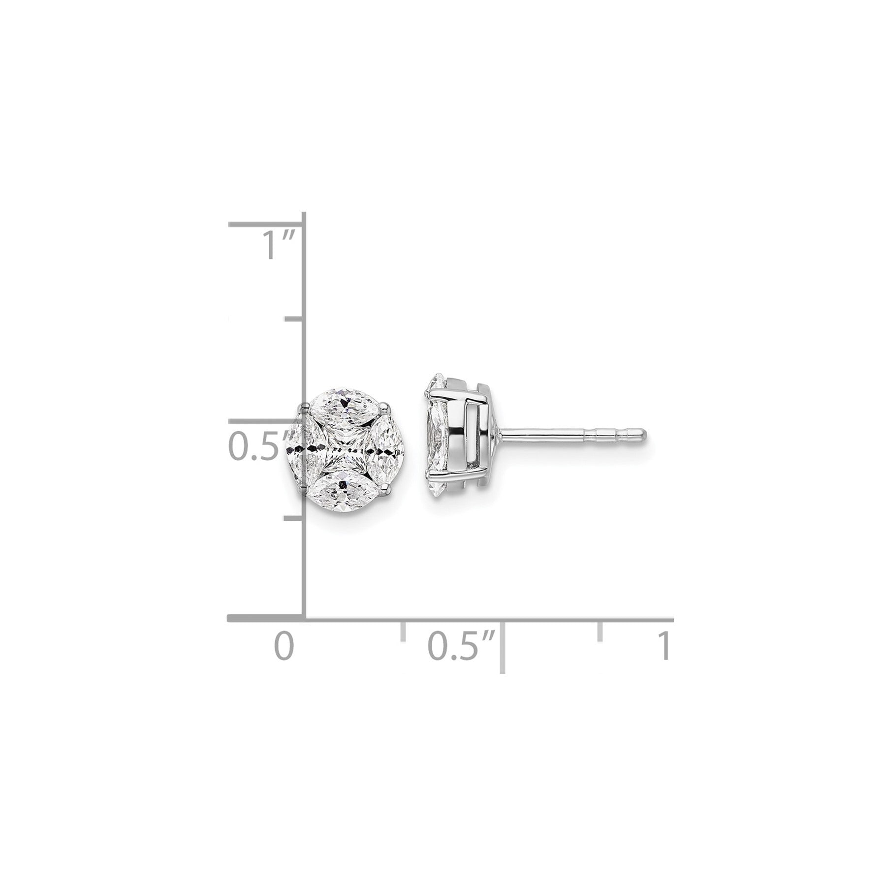 14k White Gold Lab Grown Diamond Round and Marquise Earrings