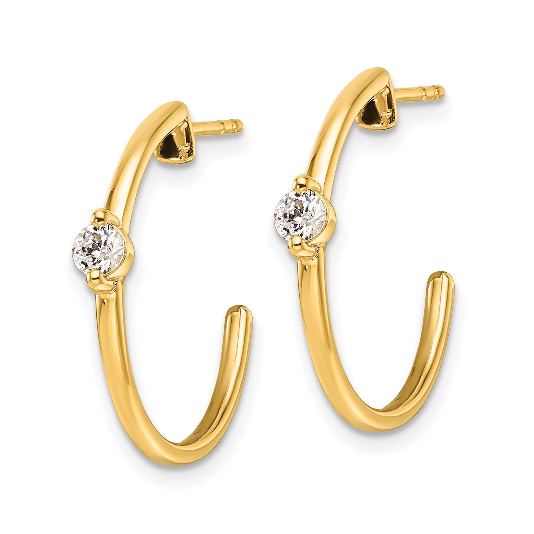 14K Yellow Gold Lab Grown Diamond C-Hoop Post Earrings