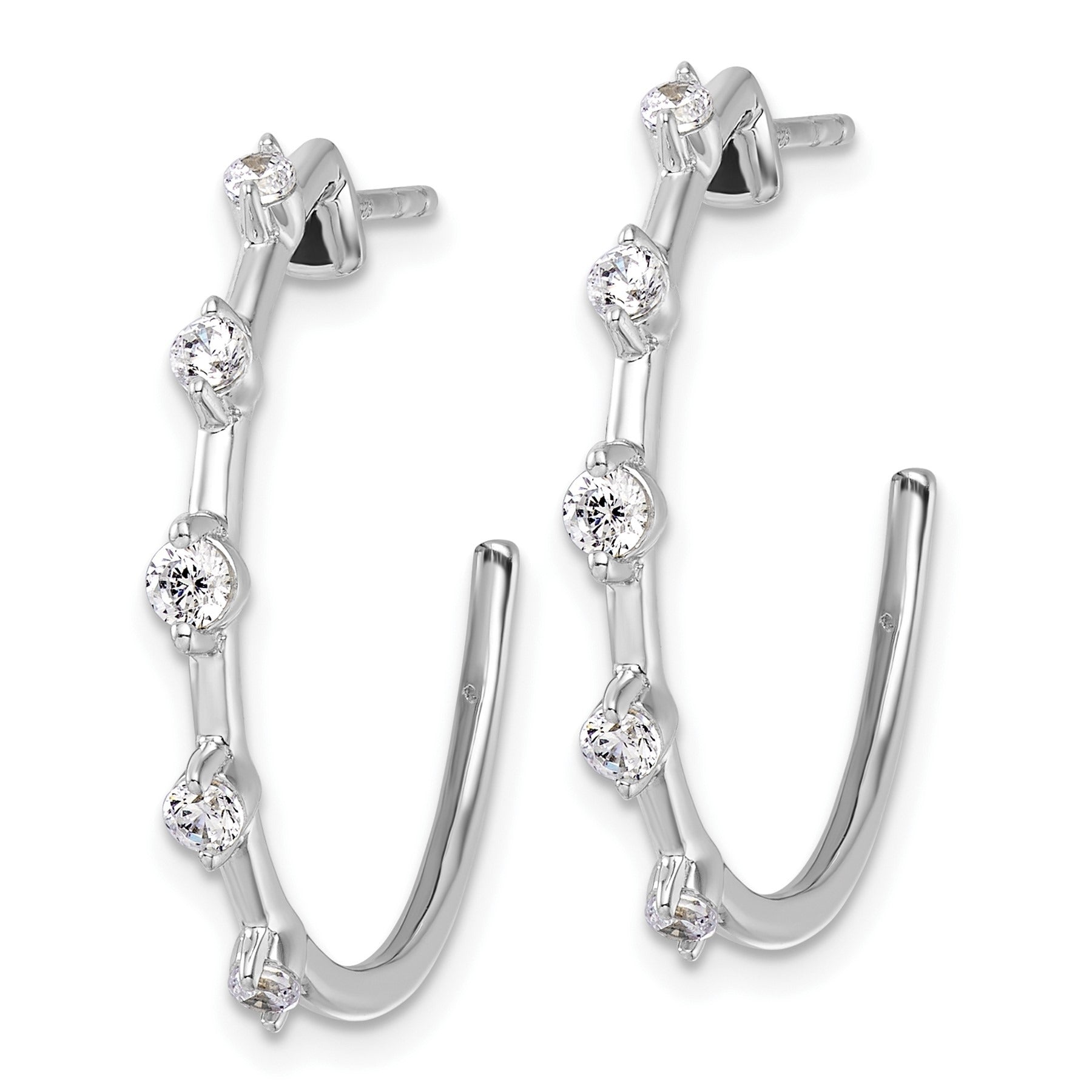 14k White Gold Lab Grown Diamond C-Hoop Post Earrings
