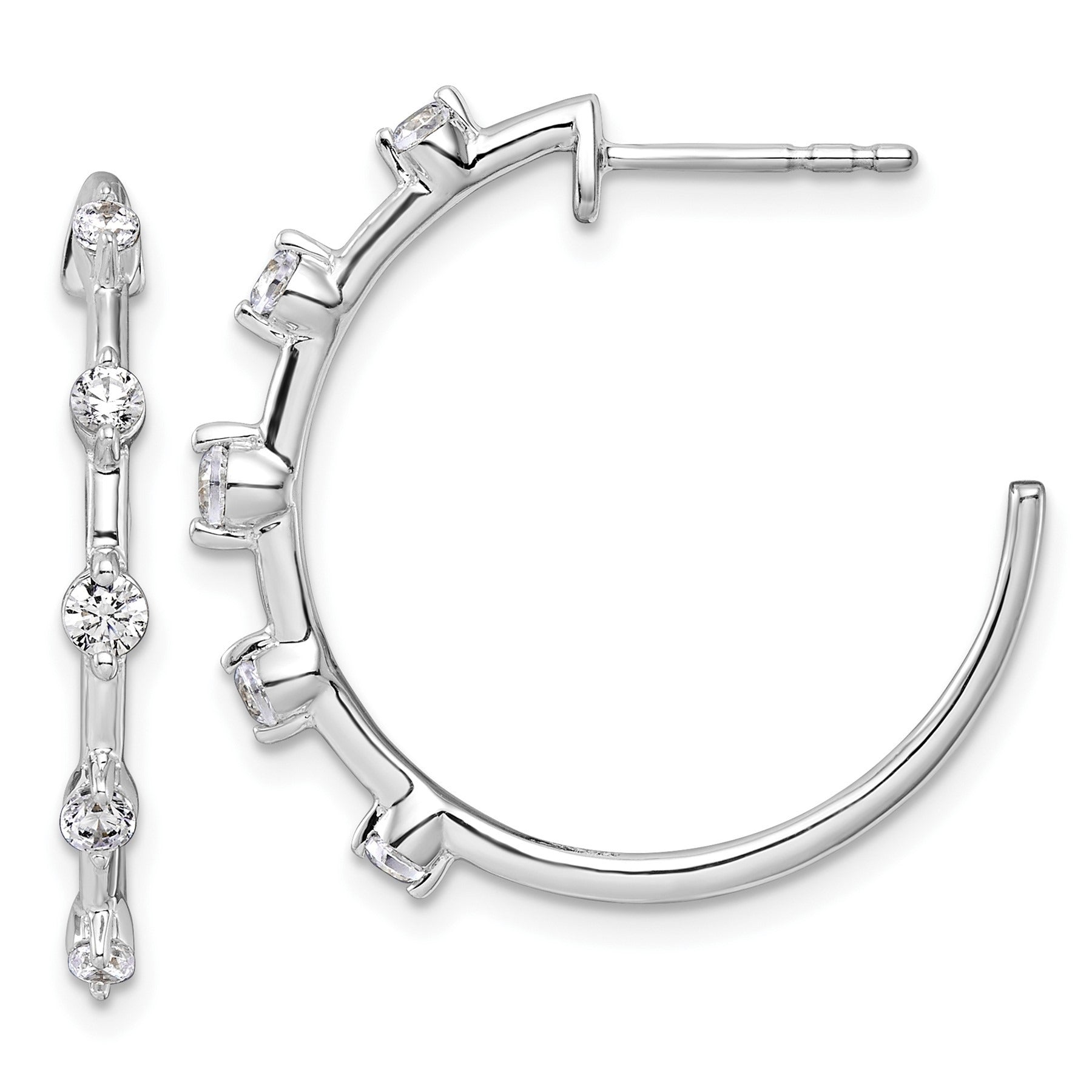 14k White Gold Lab Grown Diamond C-Hoop Post Earrings