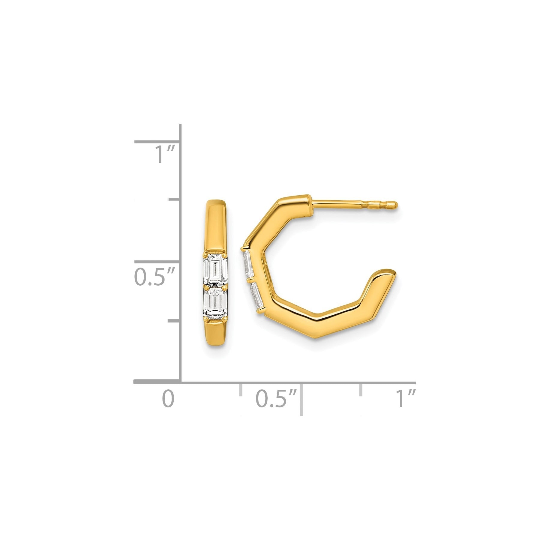 14K Yellow Gold 1/2 carat Lab Grown Diamond  C-Hoop Earrings