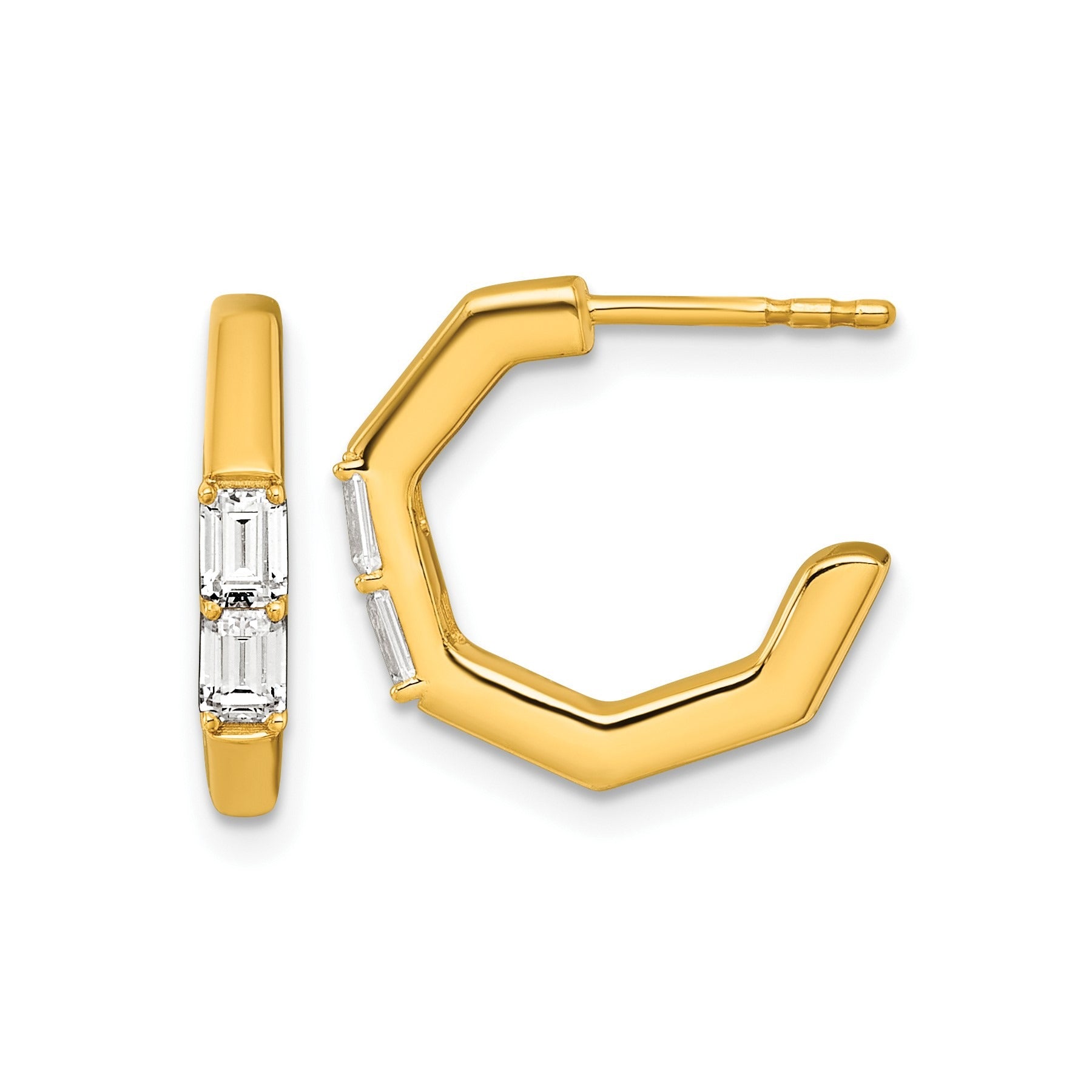 14K Yellow Gold 1/2 carat Lab Grown Diamond C-Hoop Earrings