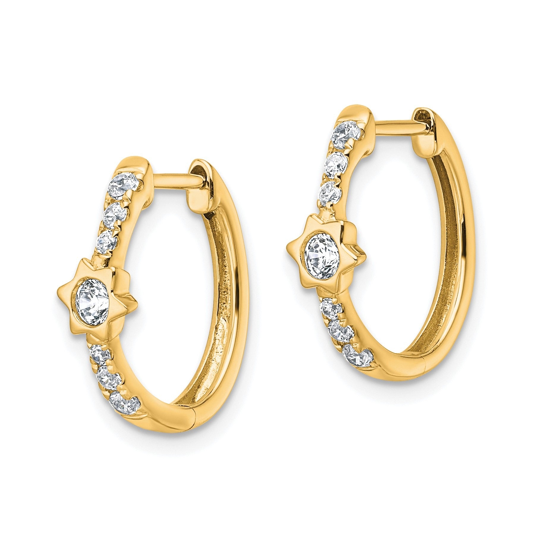 14K Yellow Gold 1/2 carat Lab Grown Diamond Hinged Hoop Earrings