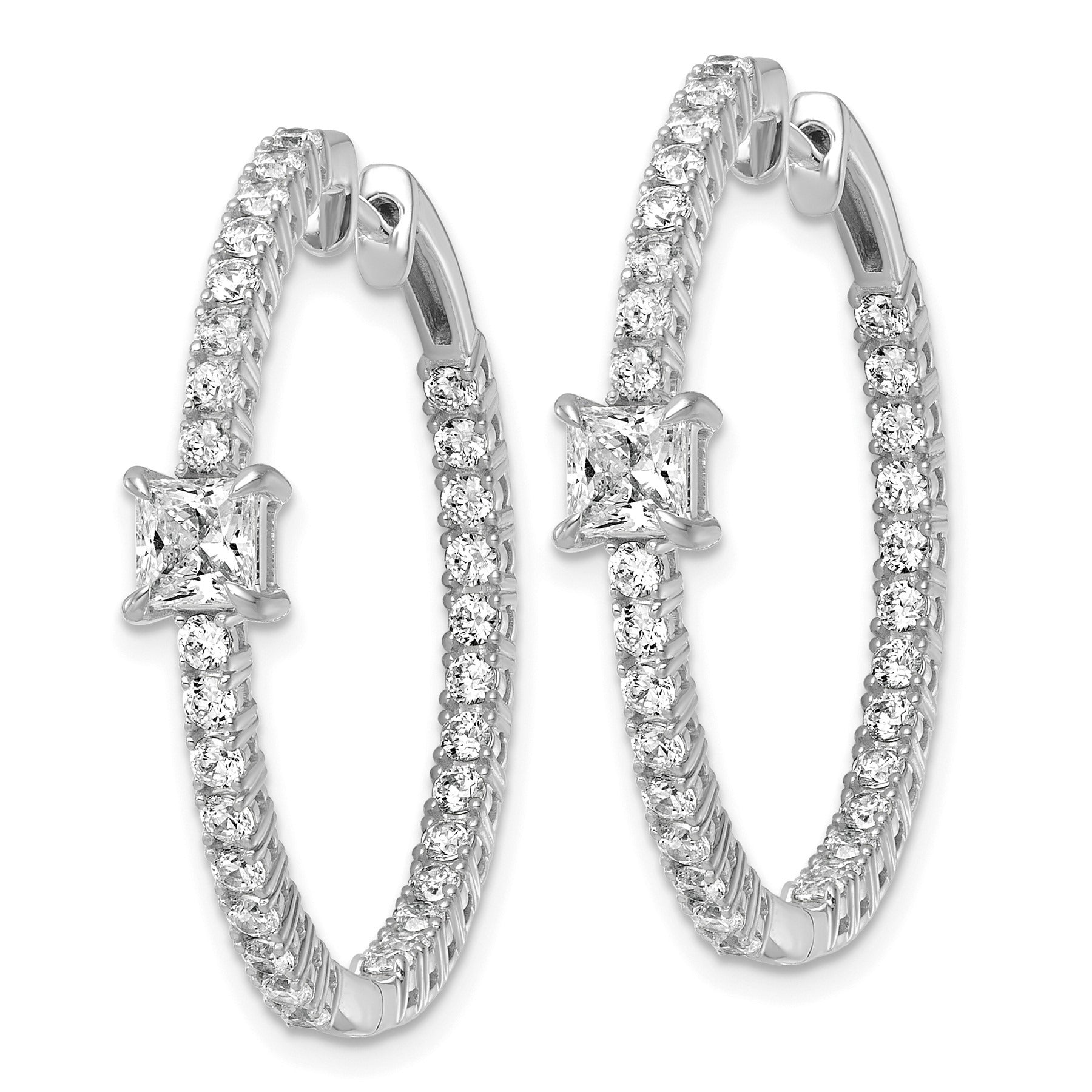 14K White Gold Lab Grown Diamond In and Out Hoop Earrings