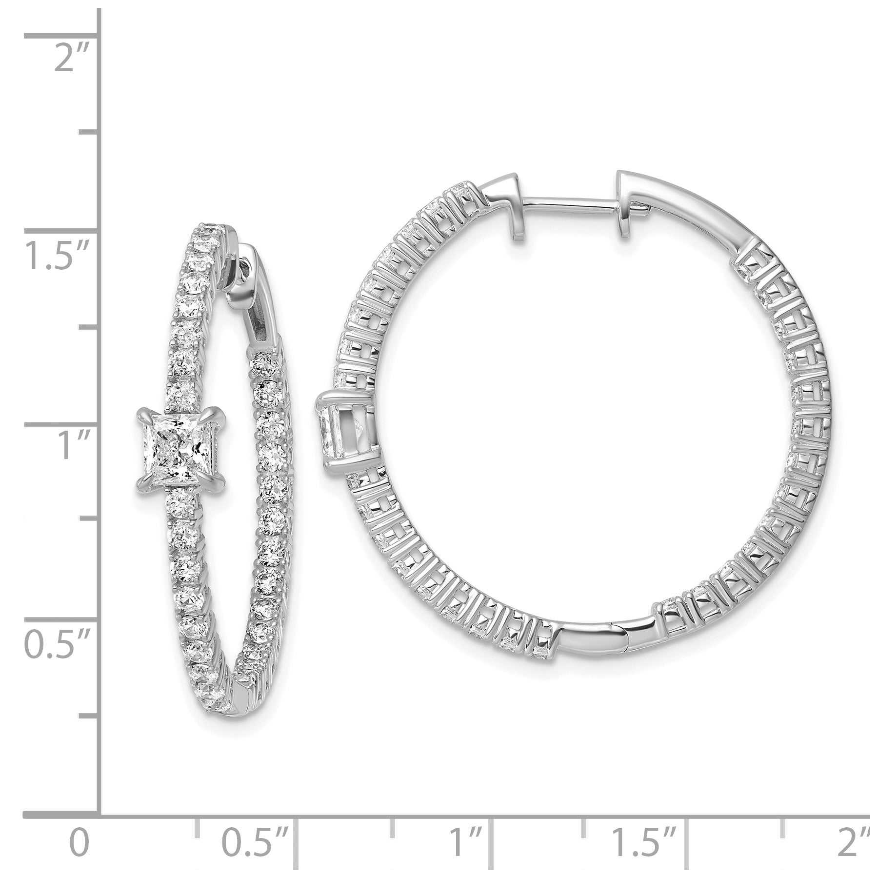 14K White Gold Lab Grown Diamond In and Out Hoop Earrings