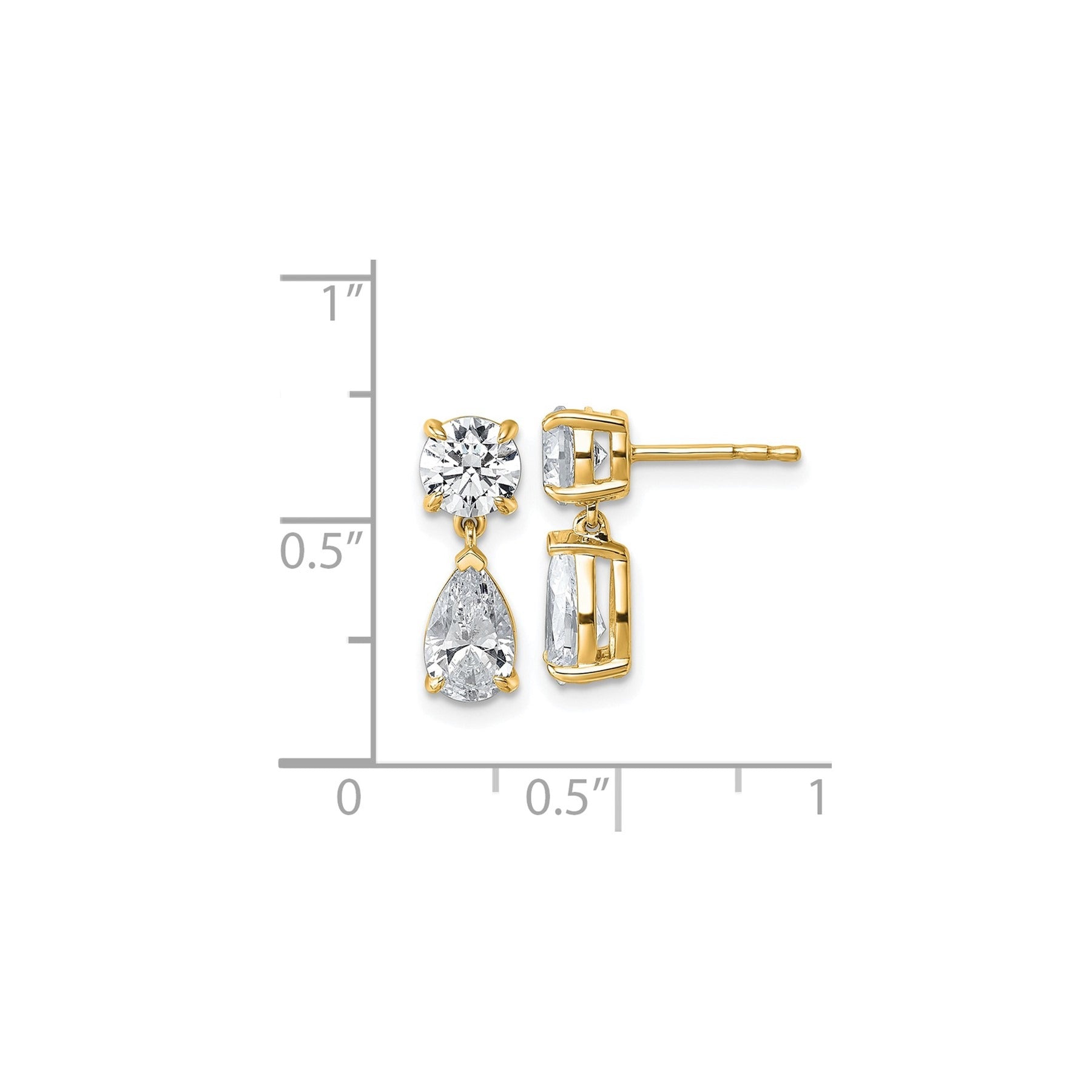 14K Yellow Gold Lab Diamond Post Dangle Earrings