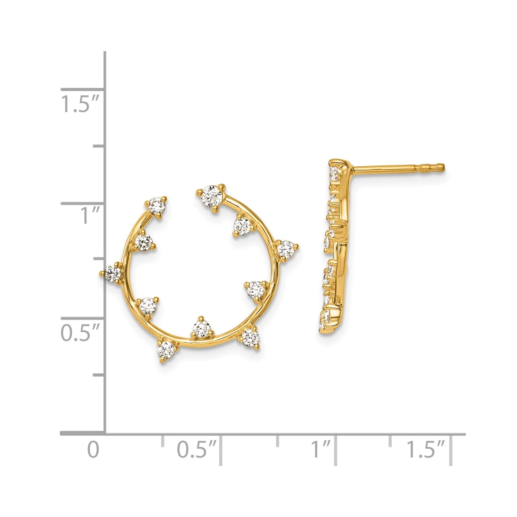 14K Gold 1/2 carat Lab Grown Diamond Circular Post Stud Earrings