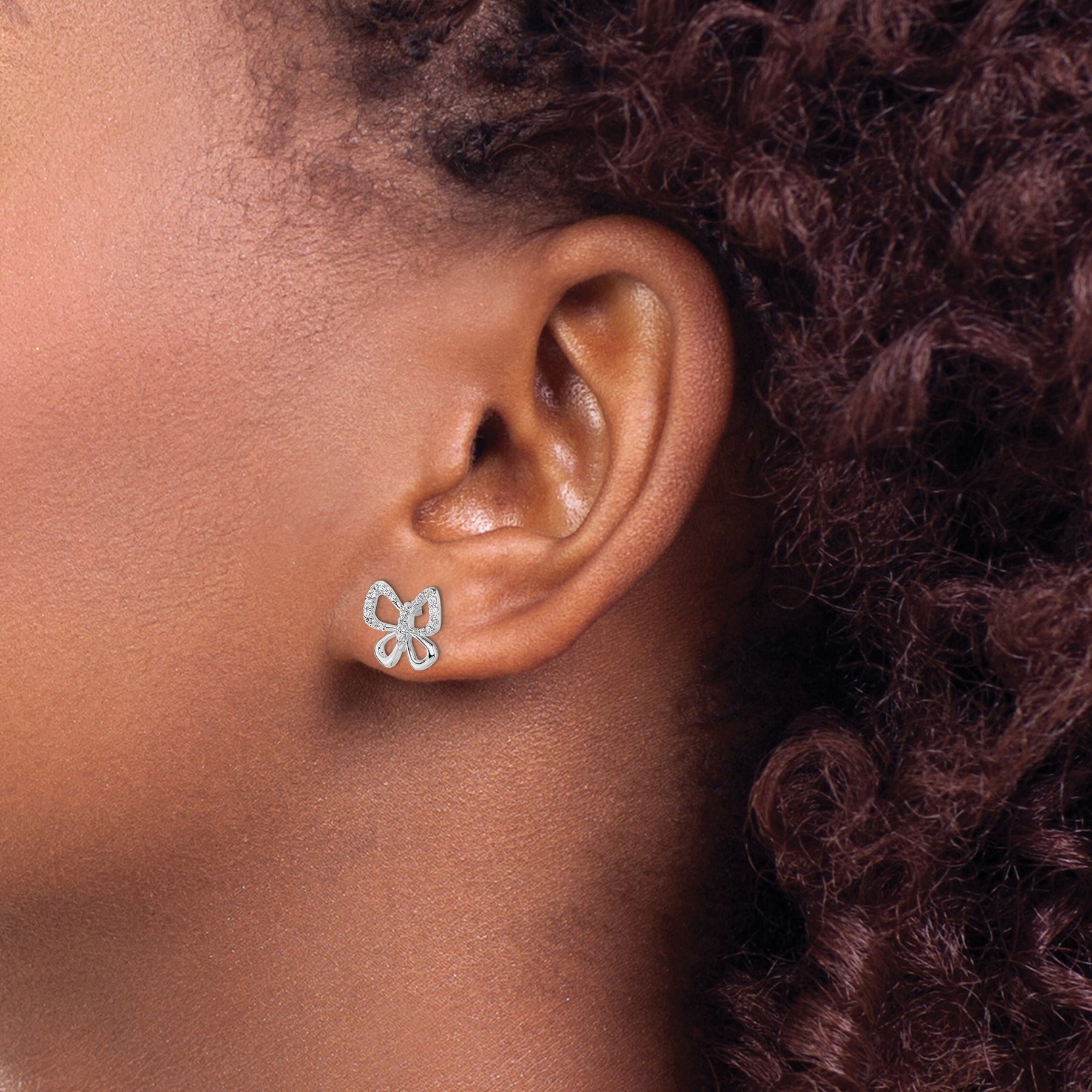 14K White Gold Lab Grown Diamond Butterfly Stud Earrings