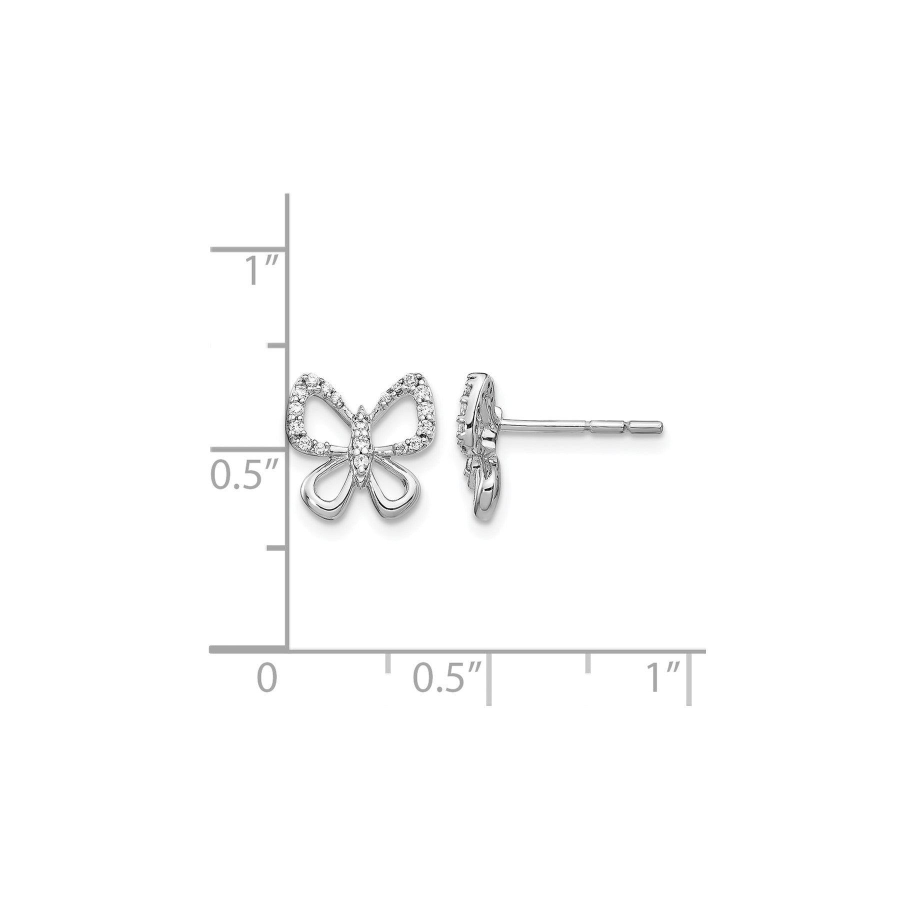 14K White Gold Lab Grown Diamond Butterfly Stud Earrings 0.16 Ct