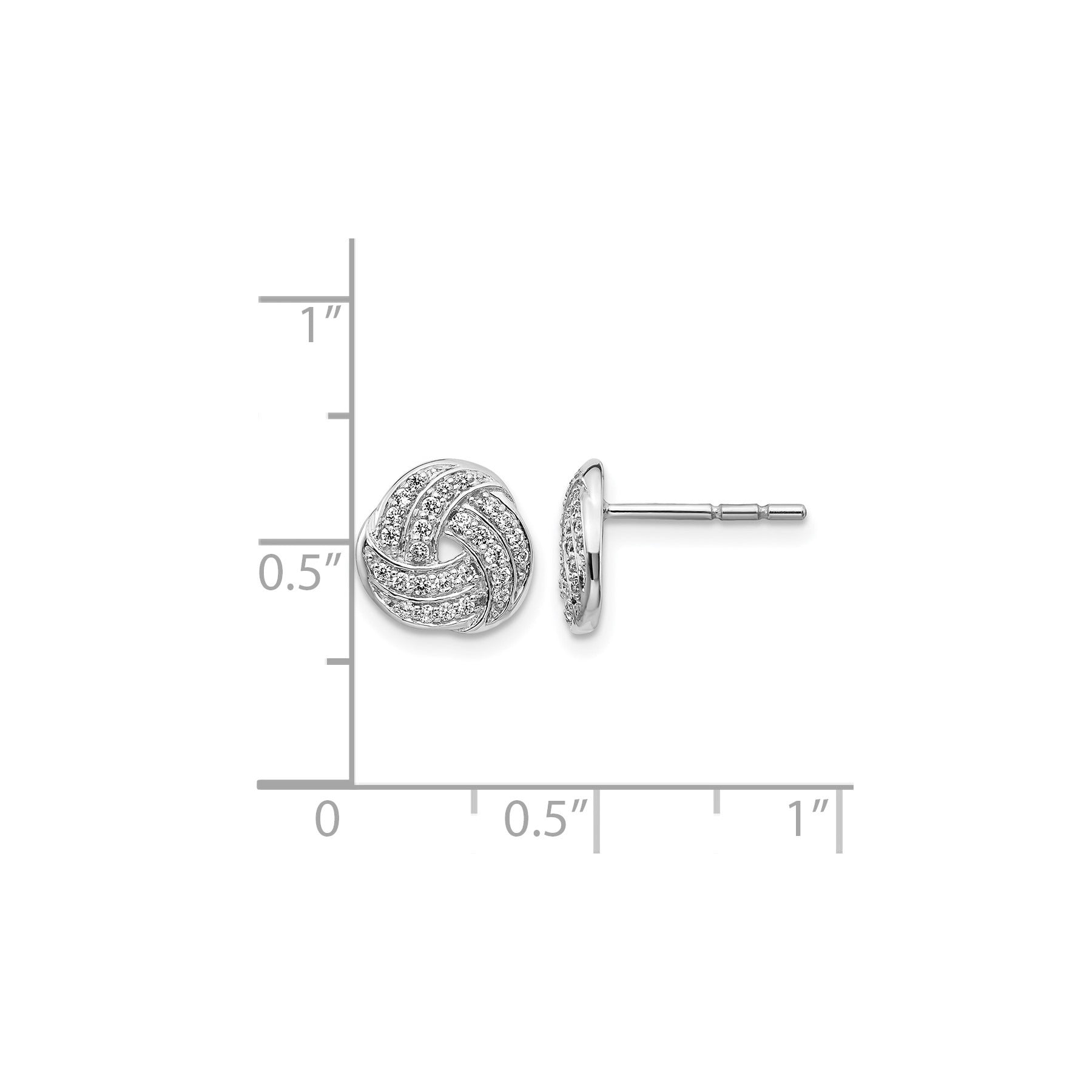 14k White Gold Lab Grown Diamond Love Knot Stud Earrings 0.5 Ct