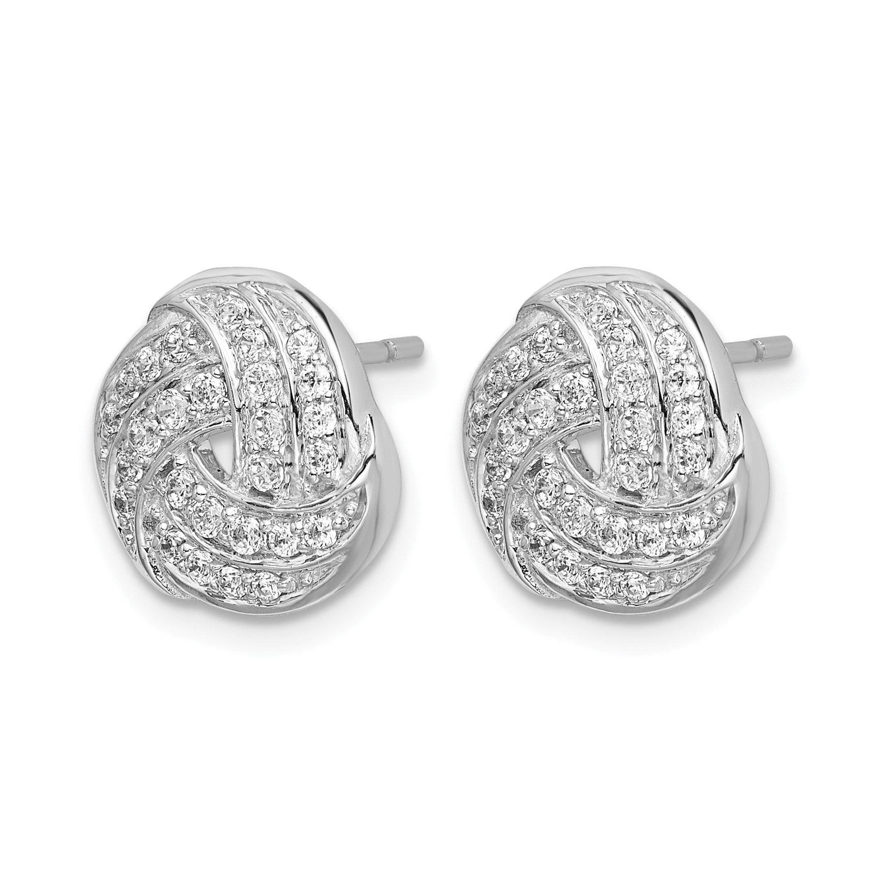 14k White Gold Lab Created Diamond Love Knot Stud Earrings
