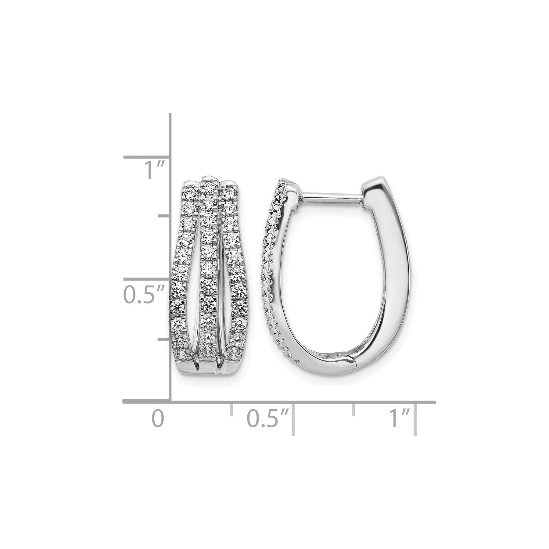 14k White Gold Lab Grown Diamond Hinged Hoop Earrings