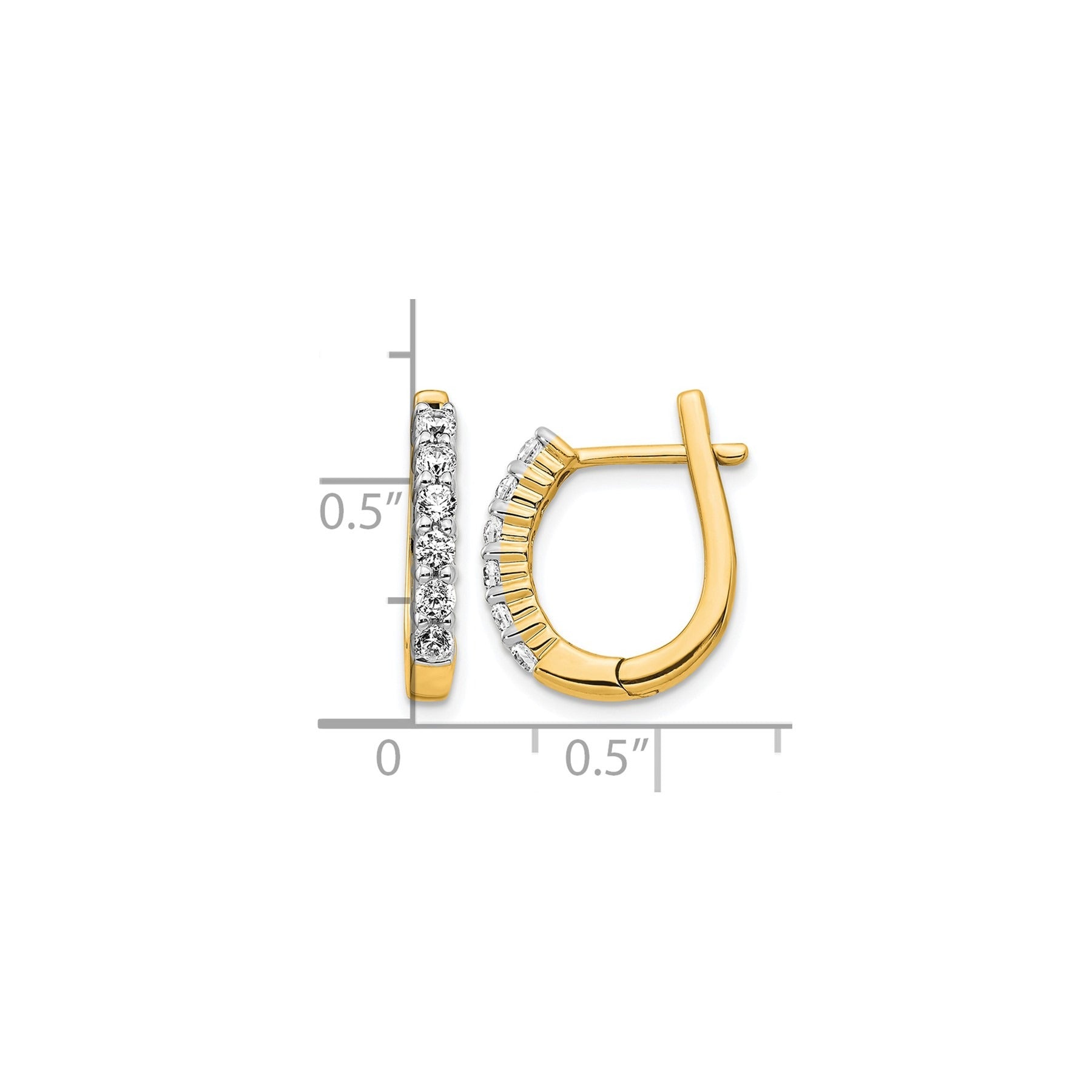 14k Yellow/ White Gold Diamond Hinged Hoop Earrings