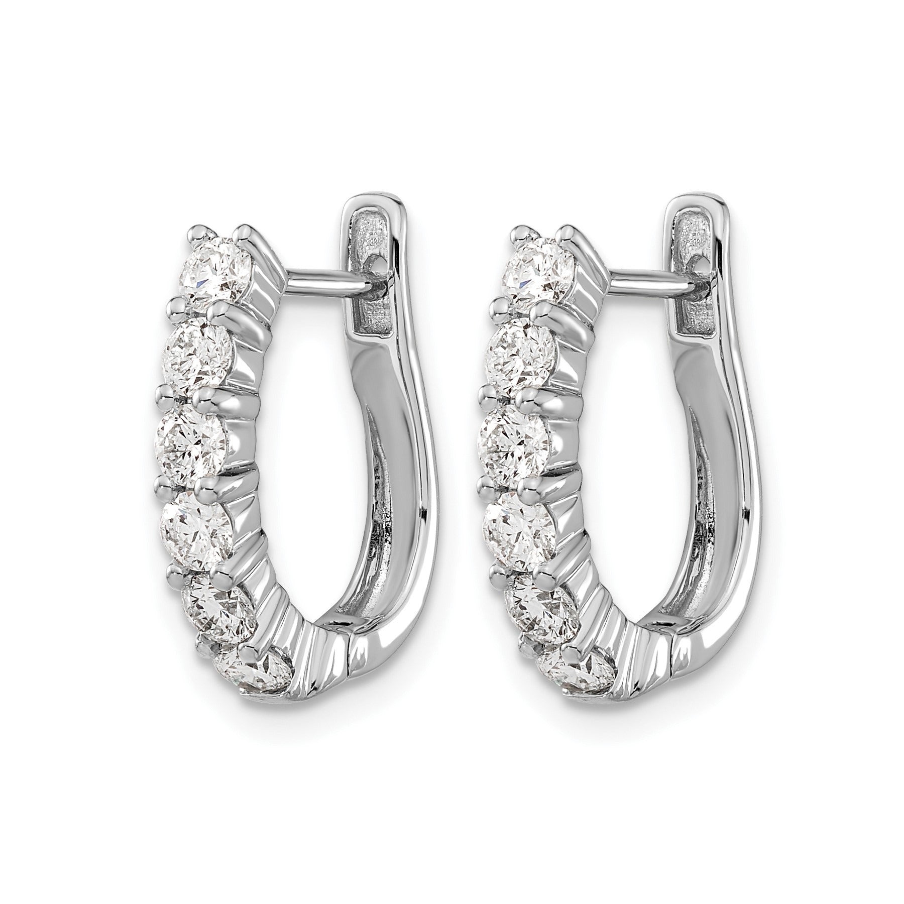 14k White Gold Lab Grown Diamond Hinged Hoops Earrings