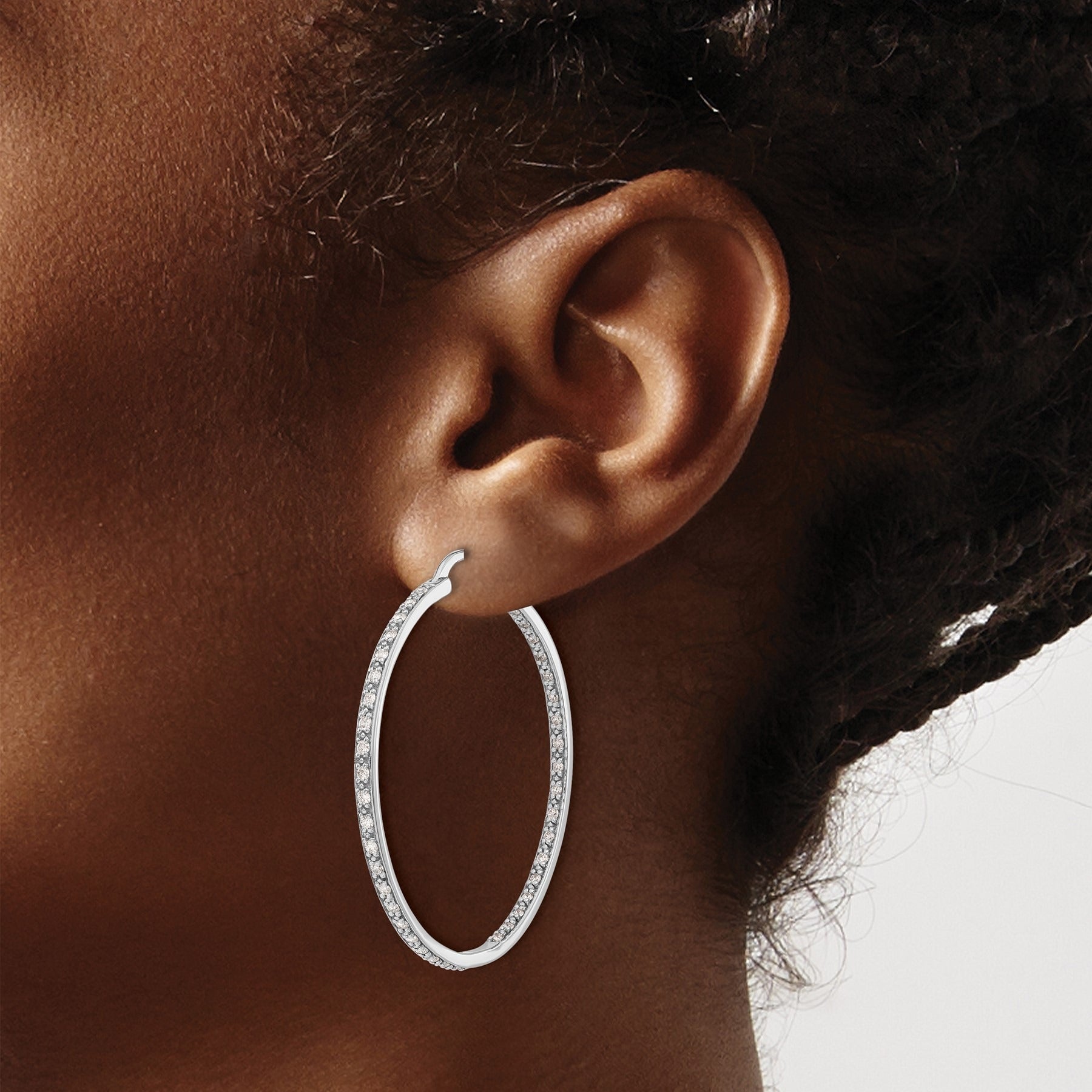 14K Gold Lab Grown Diamond In and Out Hoop Earrings