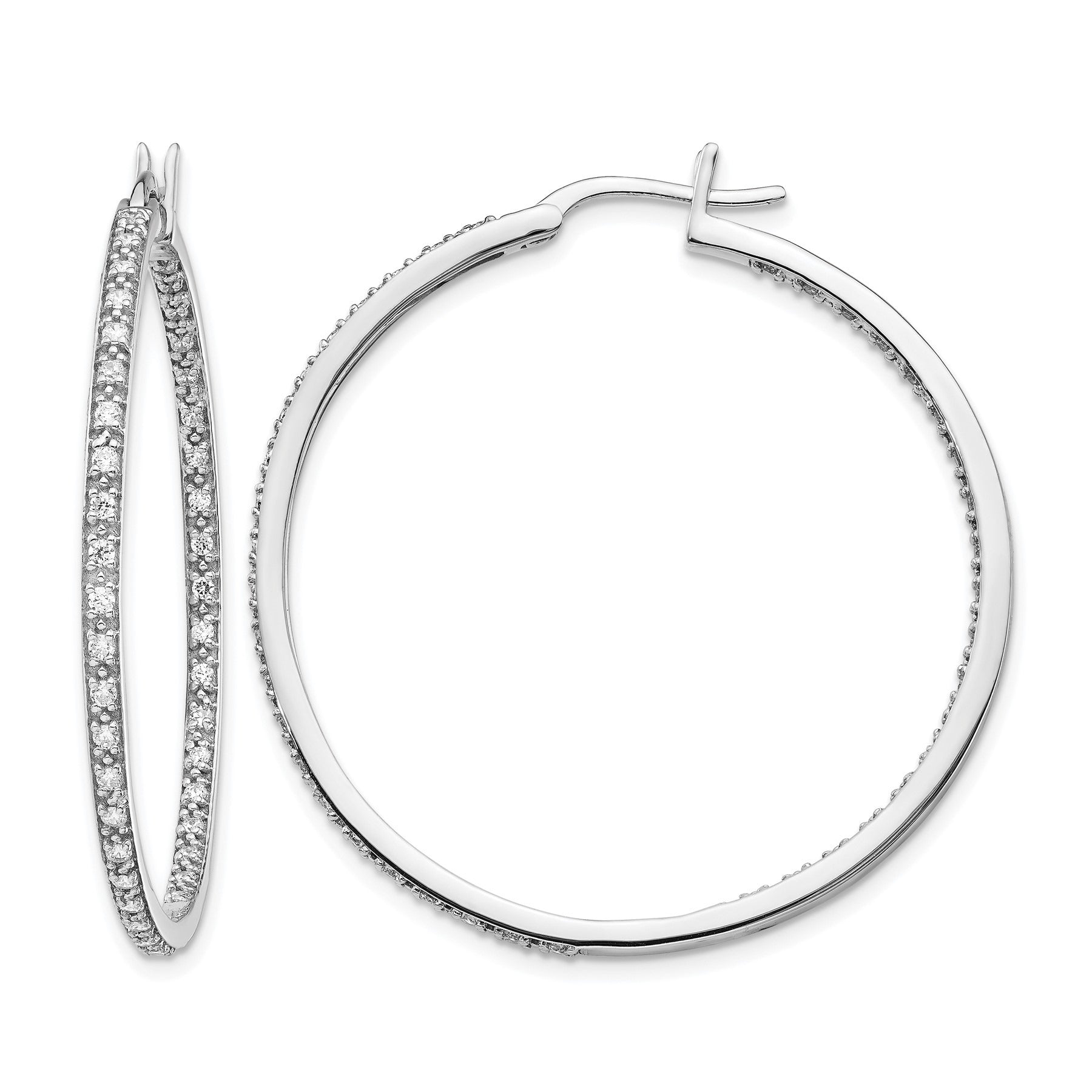 14K Gold Lab Grown Diamond In and Out Hoop Earrings