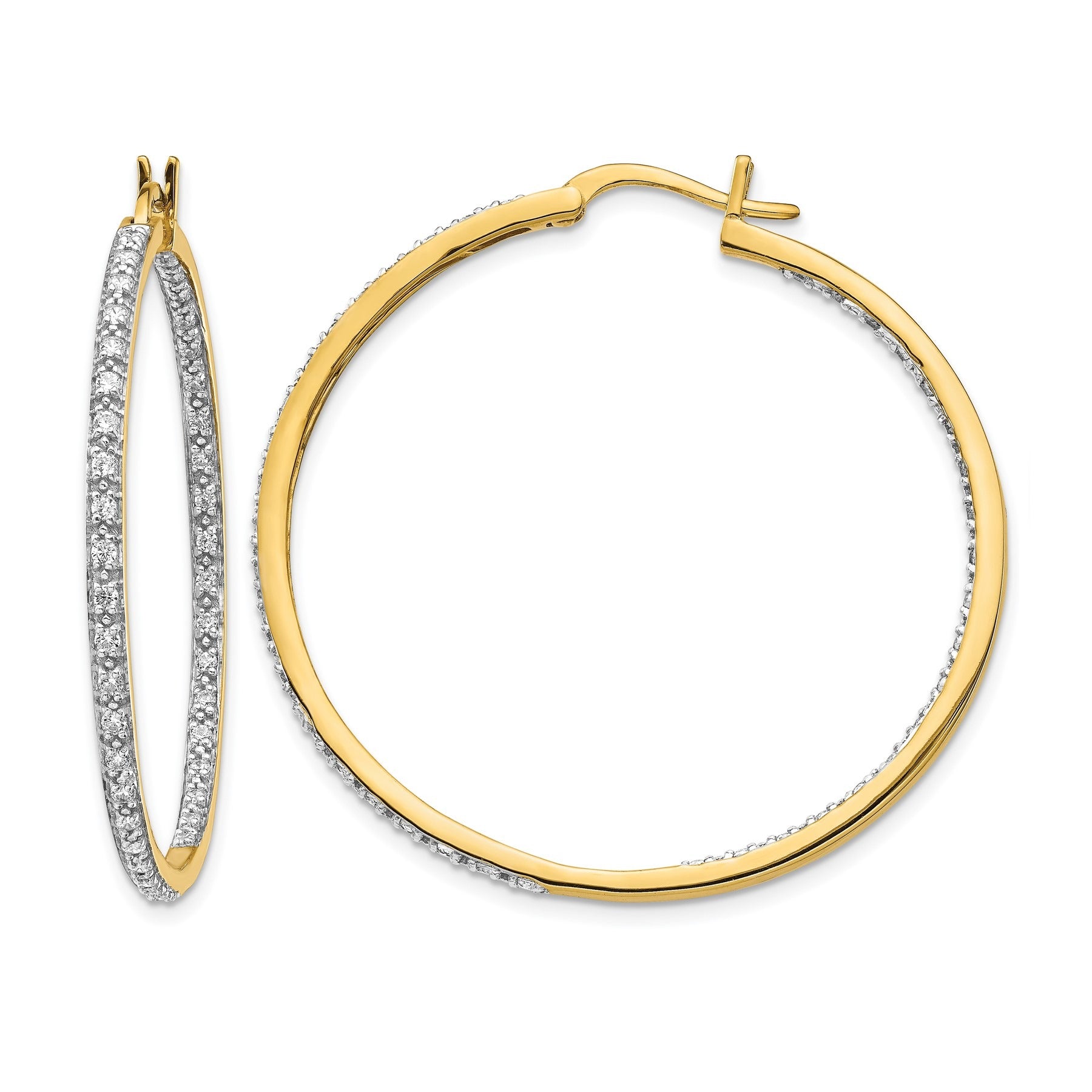 14K Gold Lab Grown Diamond In and Out Hoop Earrings