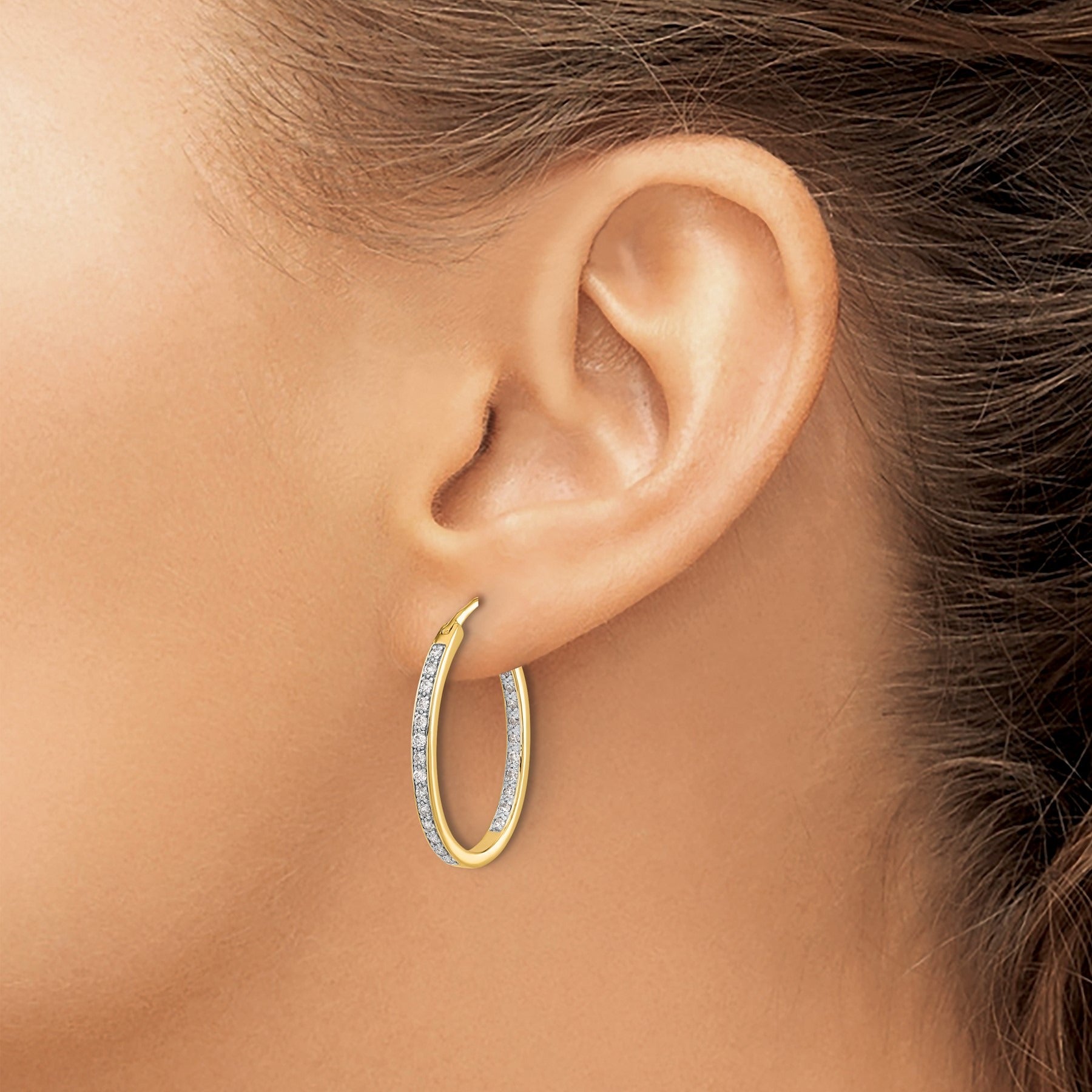 14k Gold Lab Grown Diamond Hoop Earrings 1/2 Carat