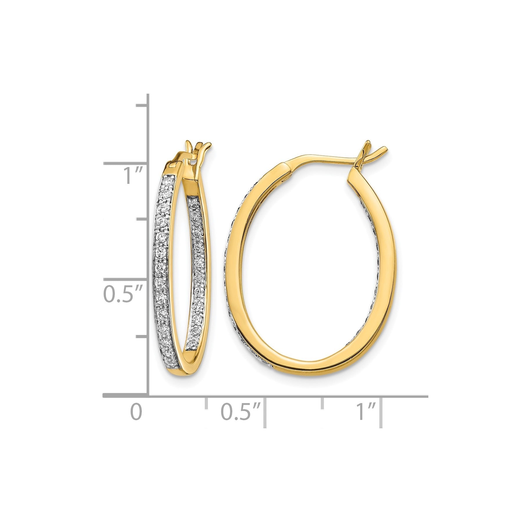 14k Gold Lab Grown Diamond Hoop Earrings 1/2 Carat