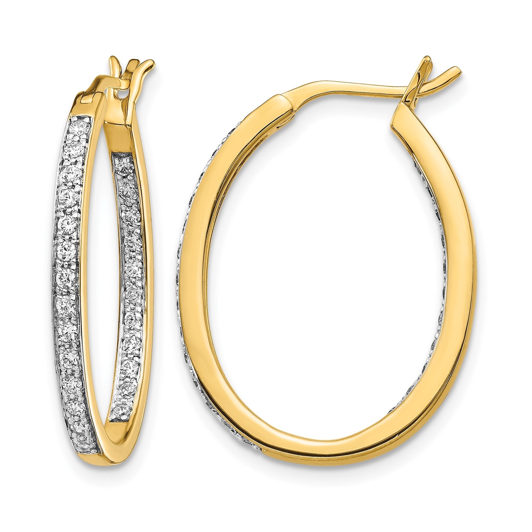14k Gold Lab Grown Diamond Hoop Earrings 1/2 Carat