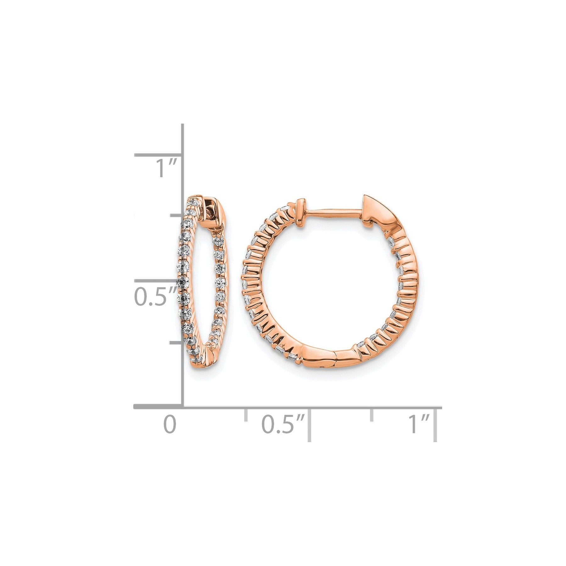 14k Gold Lab Grown Diamond In/Out Hoop Earrings